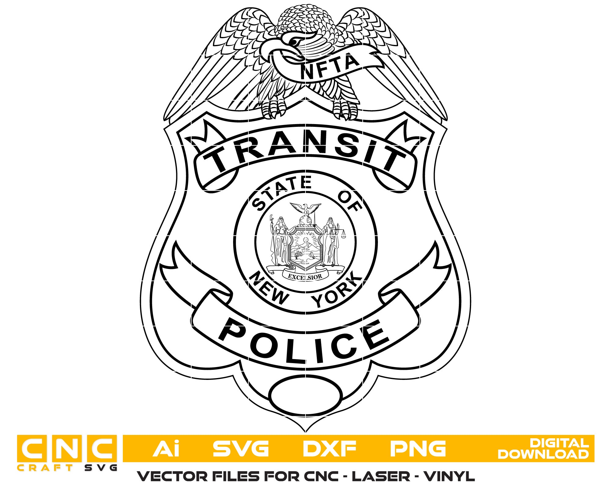 New York Transit Police Badge Vector Art, Ai,SVG, DXF, PNG, Digital Files