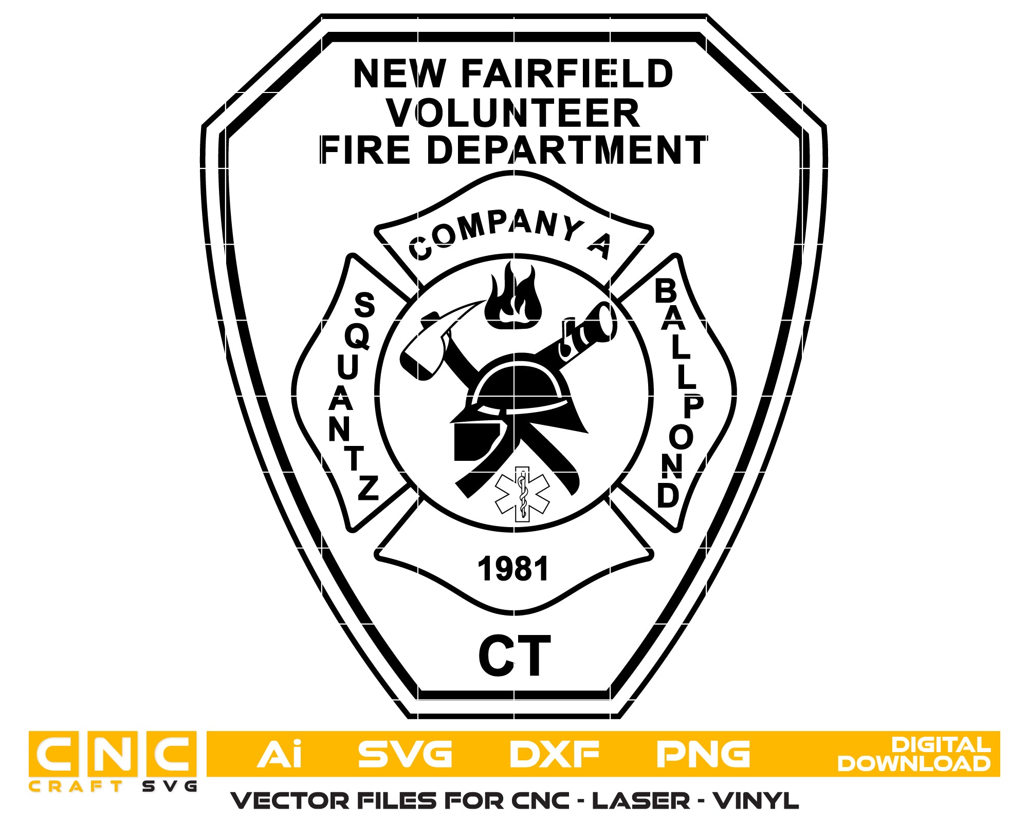 new fairfield volunteer fire department patch svg, new fairfield fire dept svg emblem, volunteer firefighter patch new fairfield svg, connecticut fire department patch svg, new fairfield fire rescue badge svg
