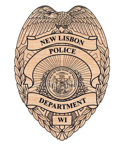 New Lisbon Police Department Badge SVG digital download, law enforcement emblem vector design for Cricut, Silhouette, CNC, and police craft projects.