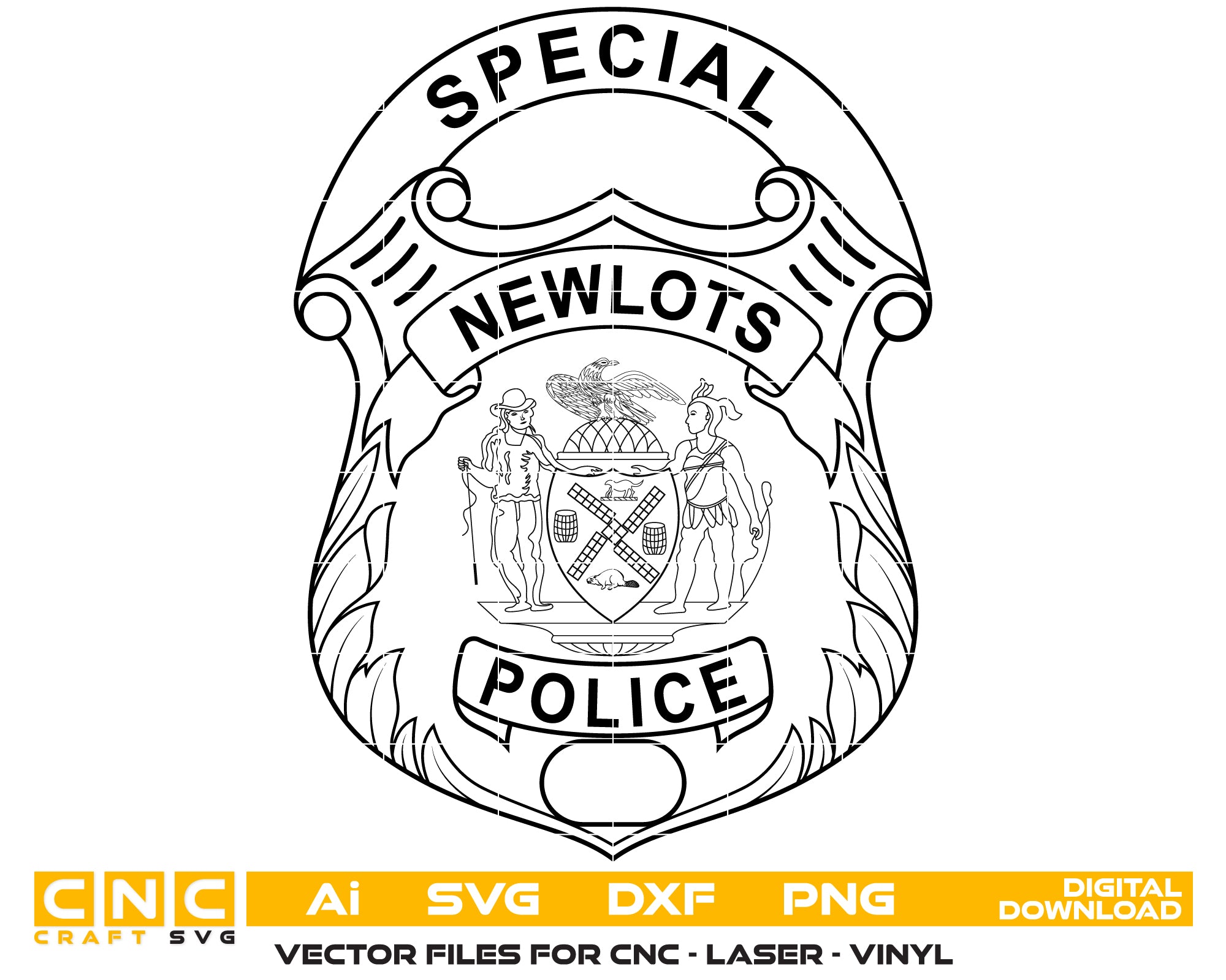 New York Police Department Badge SVG digital download, NYPD police emblem vector design for Cricut, Silhouette, CNC, engraving, and law enforcement crafts.
