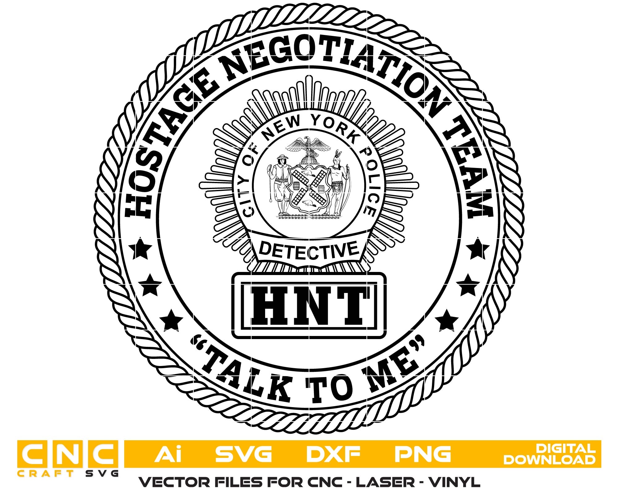 NYPD Hostage Negotiation Team Badge SVG, New York Police HNT Badge Vector, NYPD Detective Badge SVG, Hostage Negotiation Unit Logo, Police Badge SVG New York, NYPD Vector Emblem