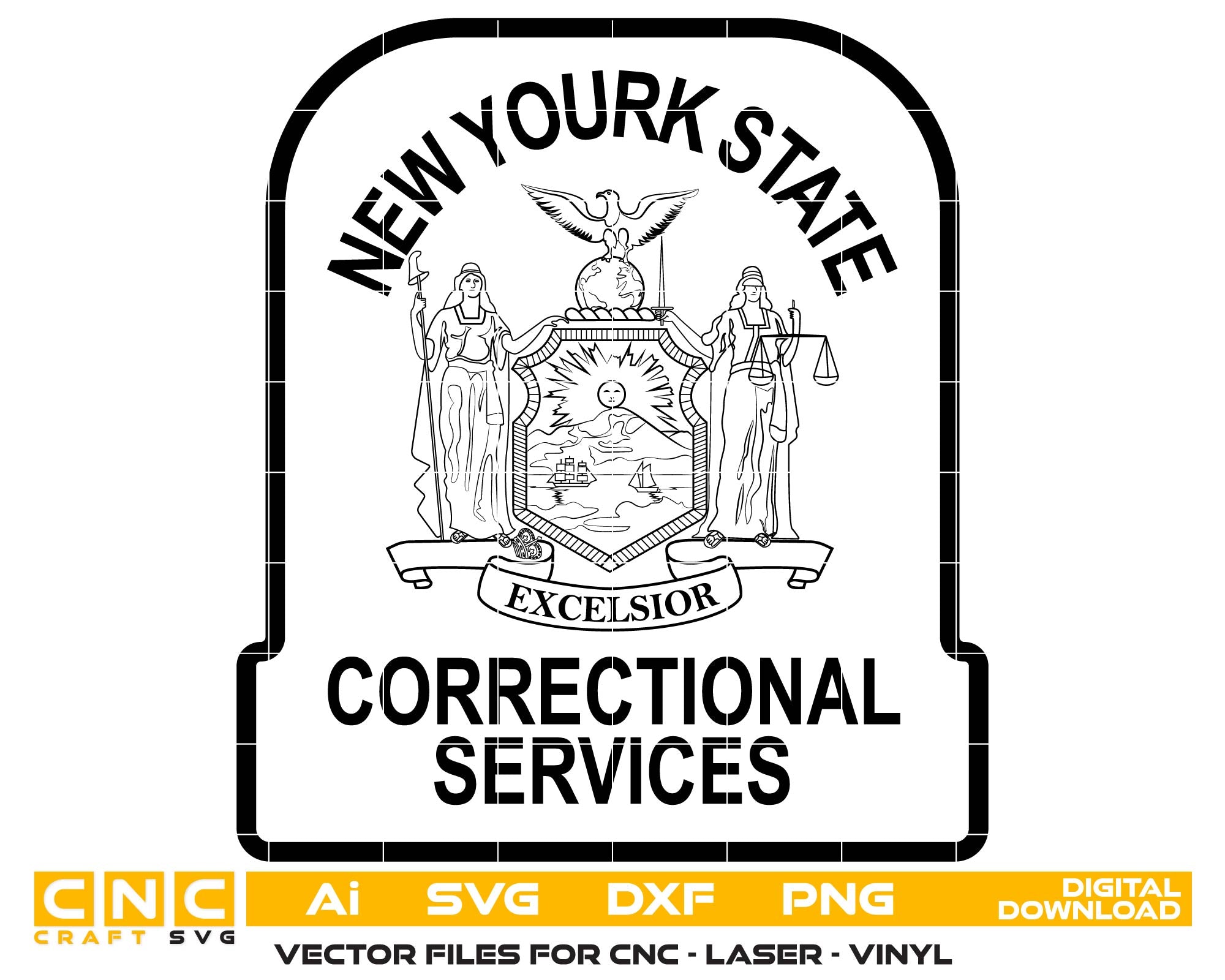 New York State Correctional Services Patch SVG, NY Correctional Officer Patch Vector, Prison Guard Emblem SVG, Correctional Services Logo Vector, NY State Corrections Patch