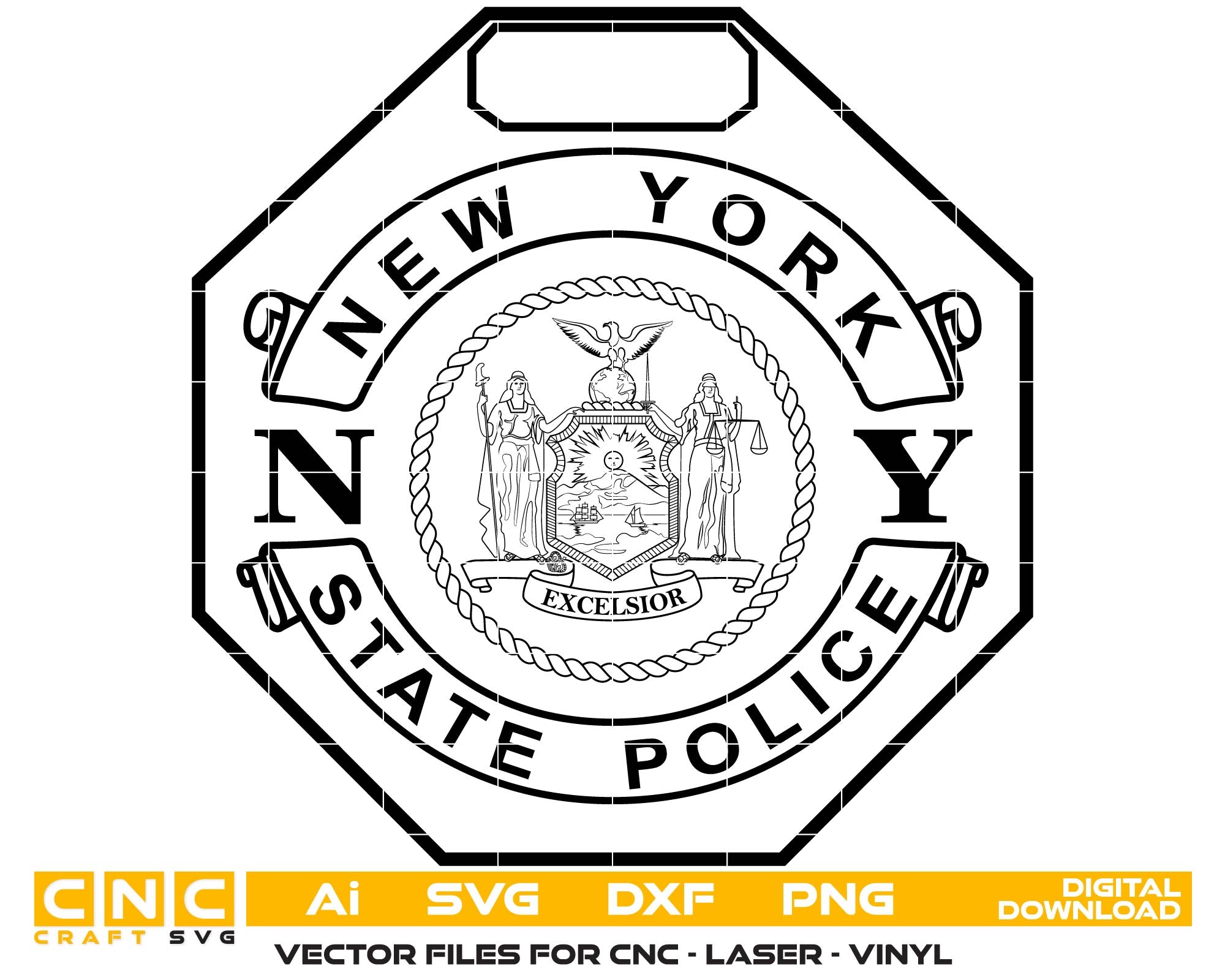 New York State Police Badge SVG, NY State Police Emblem Vector, New York Police Badge SVG, State Trooper Badge Vector, NY Law Enforcement Emblem