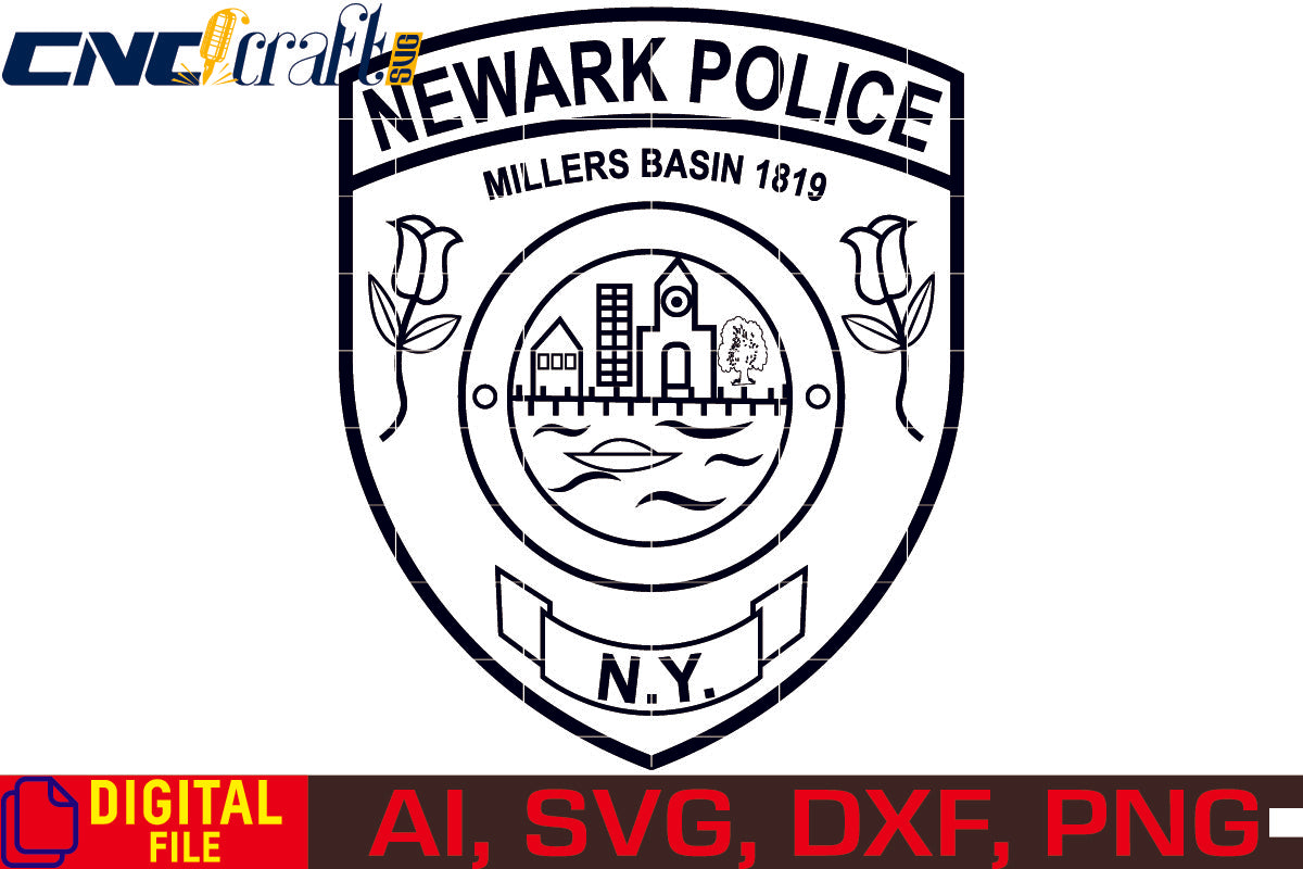 Newark Police logo vector file for Laser Engraving, Woodworking, CNC Router, vinyl, plasma, Xcarve, Vcarve, Cricut, Ezecad etc.