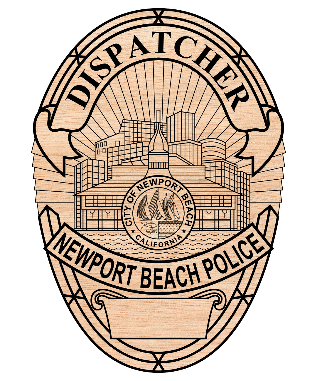Newport Beach Police Dispatcher Badge Vector Art