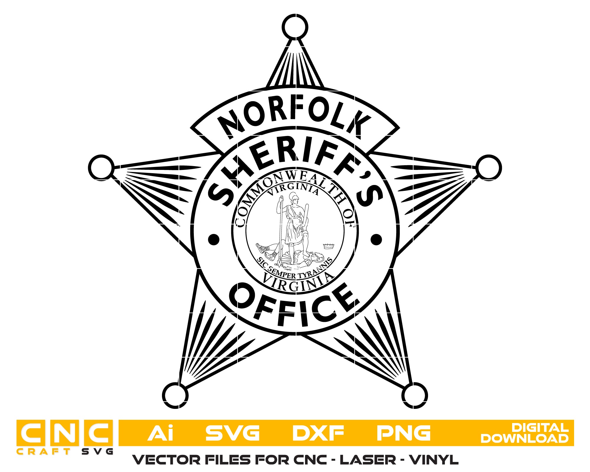 Norfolk Sheriff’s Office Badge SVG, Virginia Sheriff Badge Vector, Norfolk Law Enforcement Badge, Sheriff’s Office Badge SVG, Police Badge Vector