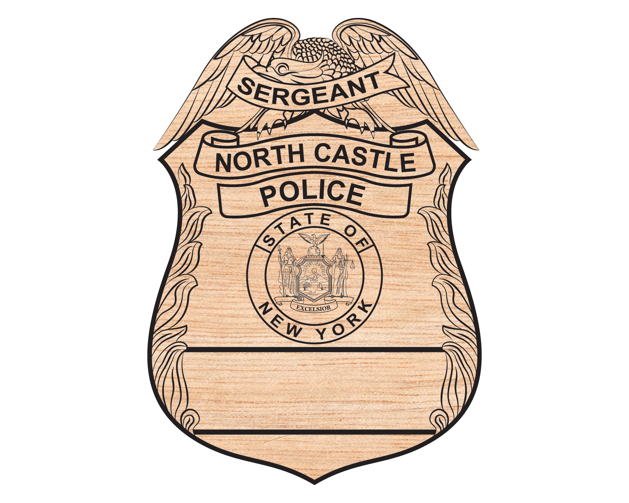 North Castle New York Police Sergeant Badge SVG featuring detailed law enforcement emblem design for engraving and digital use.