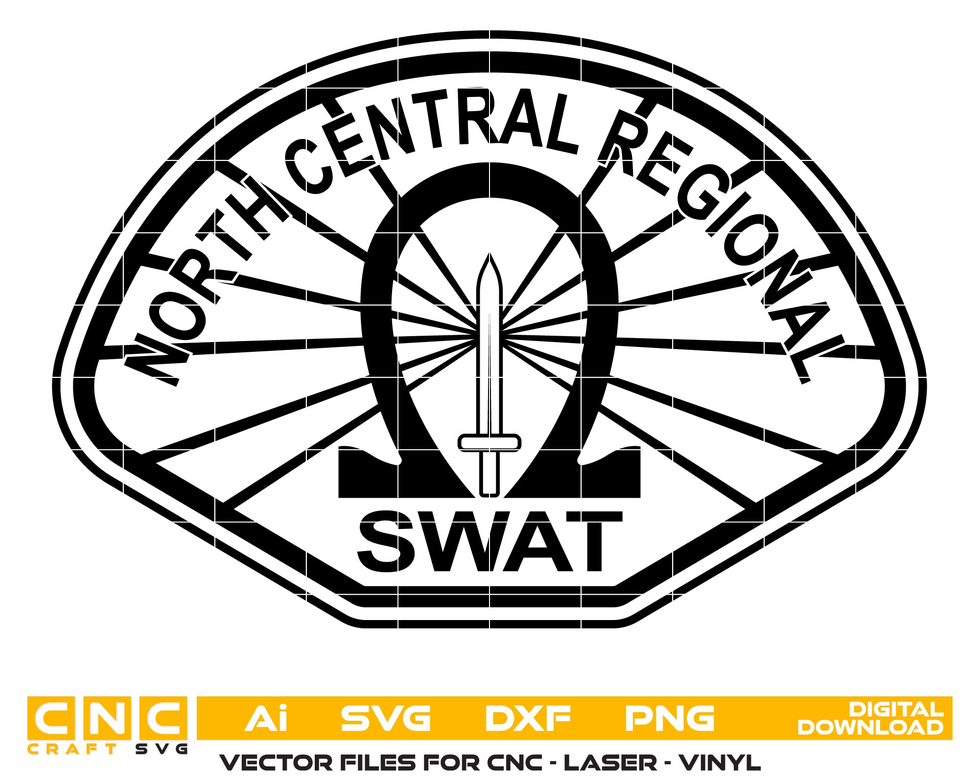 North Central Regional SWAT Logo SVG, SWAT Logo Vector, Tactical Police Logo SVG, Law Enforcement Special Unit Logo
