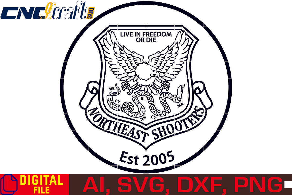 Northeast Shooters Logo vector file for Laser Engraving, Woodworking, CNC Router, vinyl, plasma, Xcarve, Vcarve, Cricut, Ezecad etc.