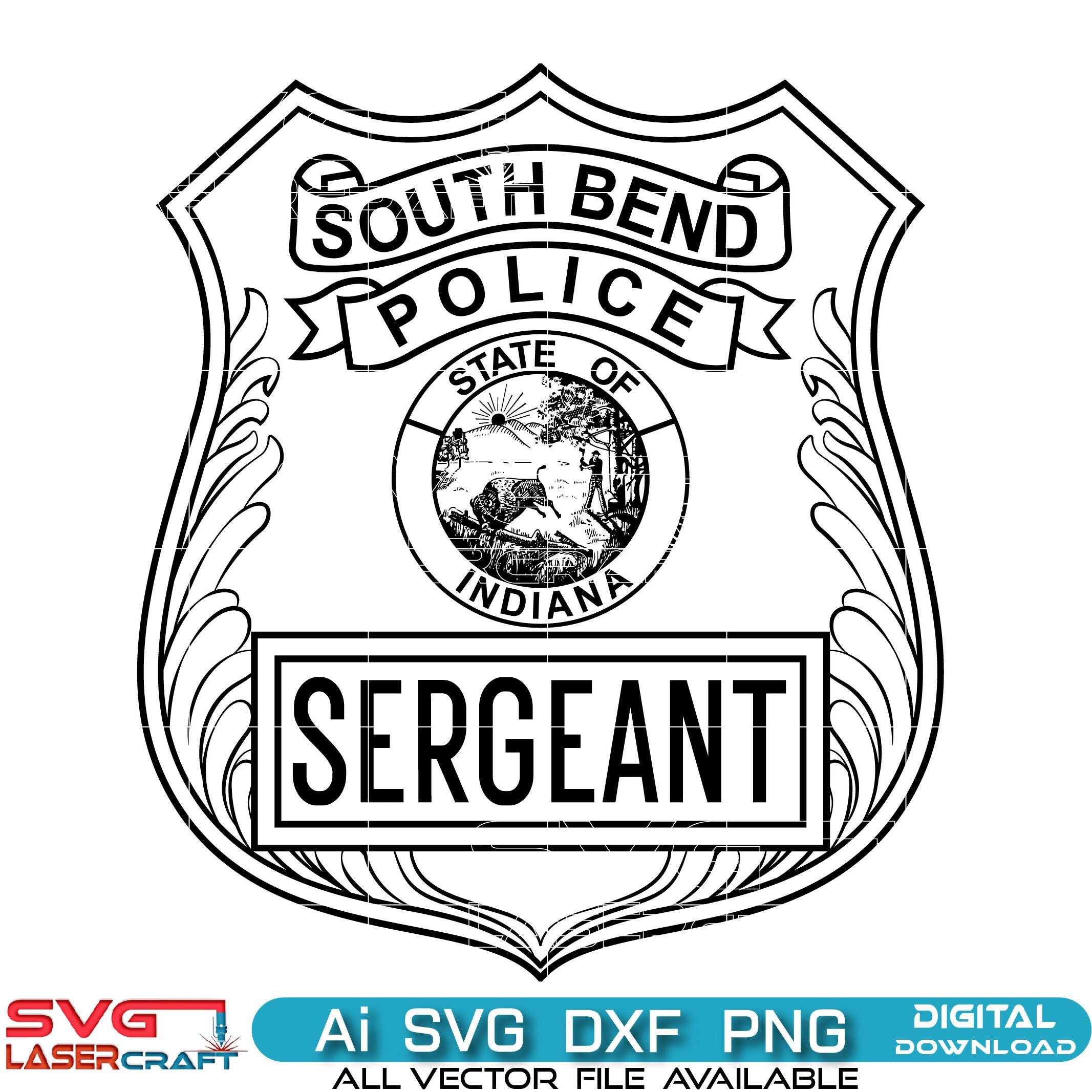 South Bend Sergeant Police Badge