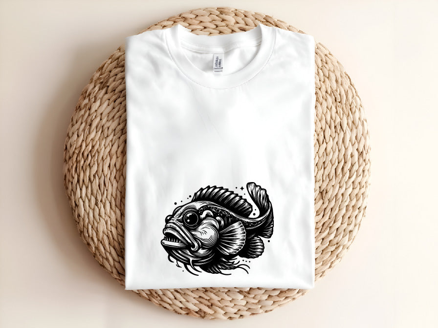 O Fish Vector Black & White SVG