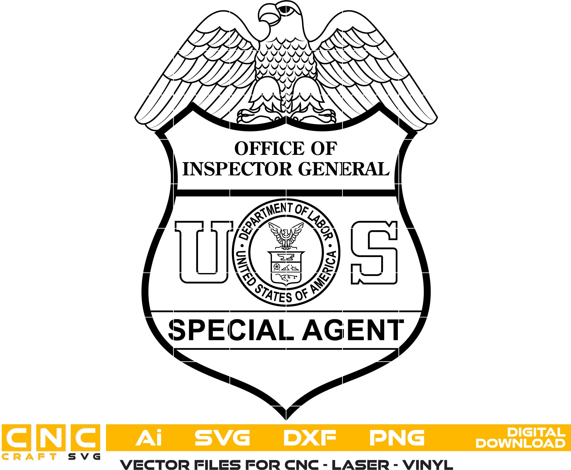 Office of Inspector General Special Agent of America Badge Vector art Svg, Dxf, Jpg, Png, and Ai files For laser engraving, woodworking, acrylic painting, and all printing machines.