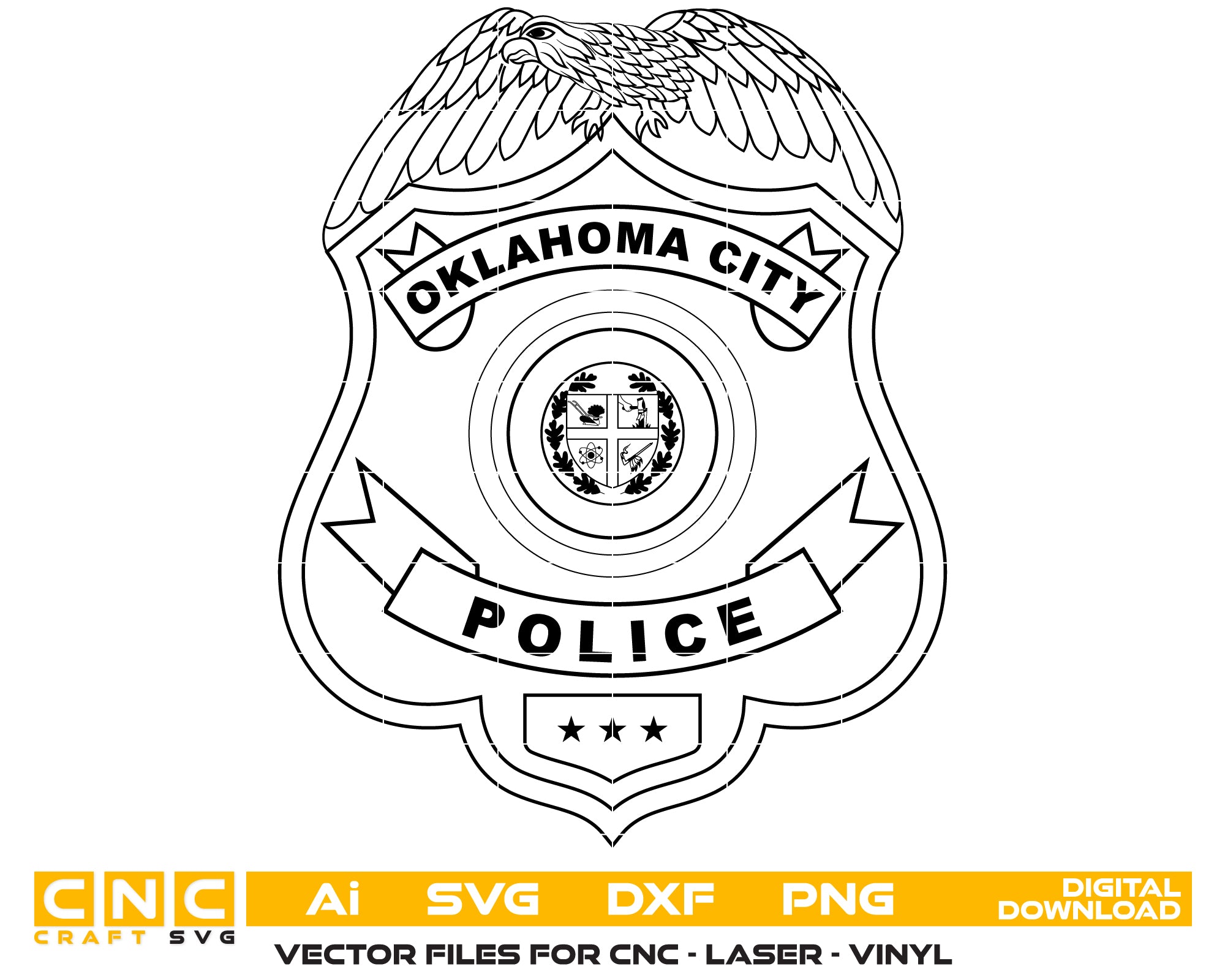 Oklahoma City Police Badge – High-Resolution Vector File for Engraving & Printing