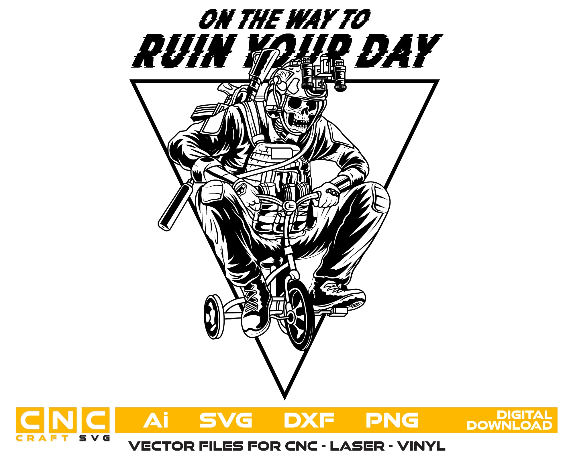 On The Way To Ruin Your Day Skull – Military Skull Vector Art for CNC, Printing, and Engraving