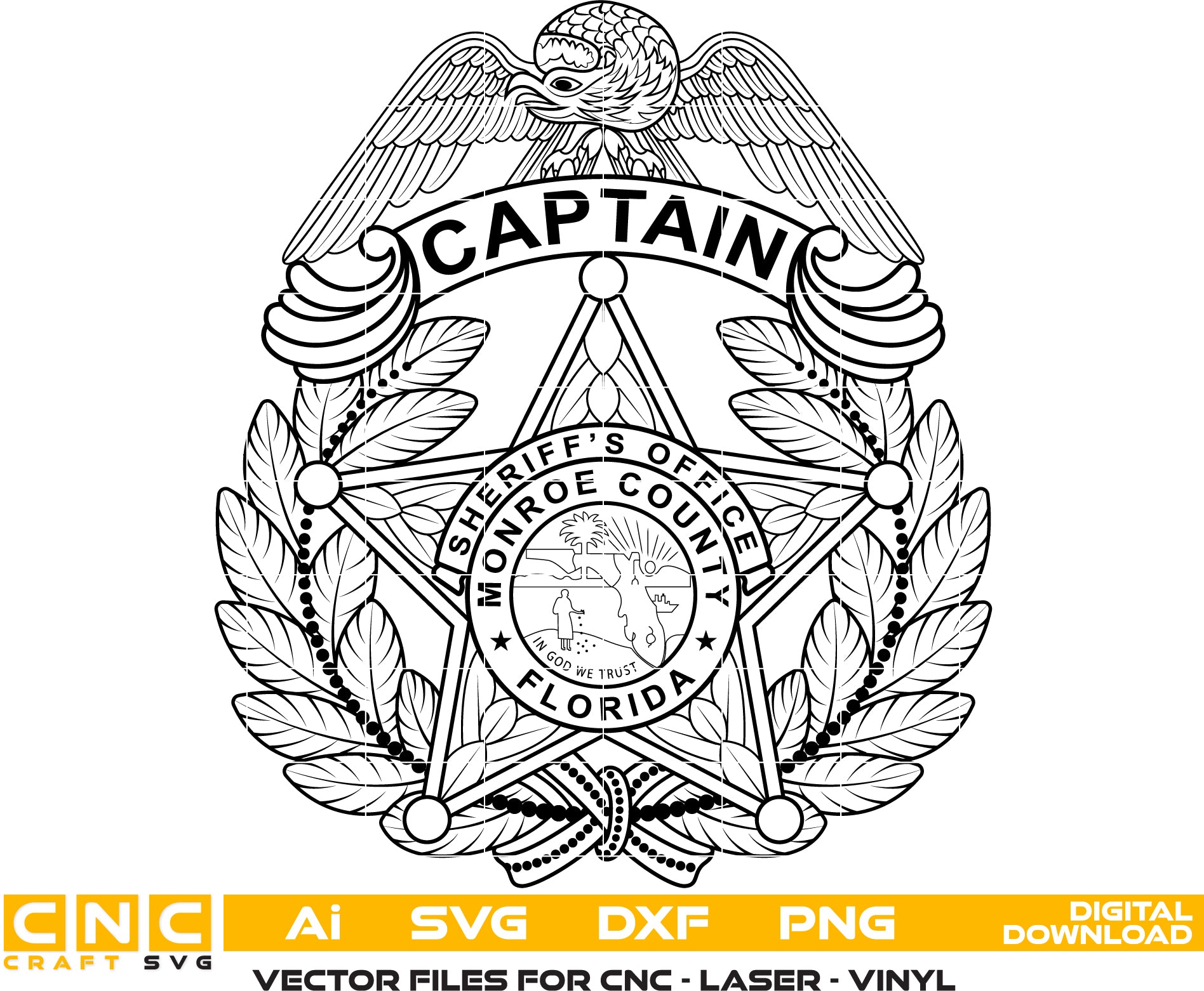 Monroe County Florida Sheriff Captain Badge Vector art Digital file