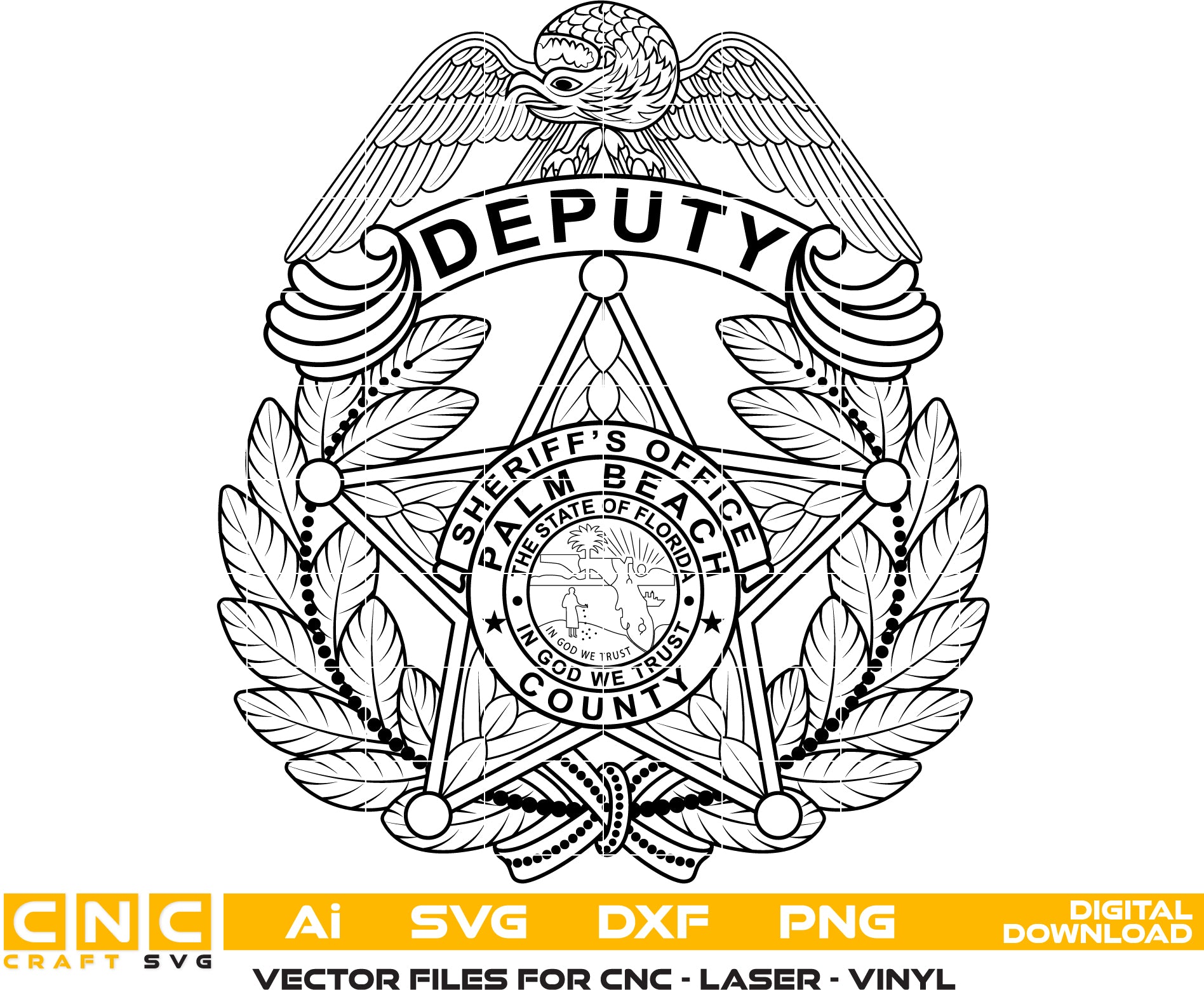 Palm Beach County Sheriff Deputy Badge - Florida Sheriff Deputy Badge Vector art Digital file