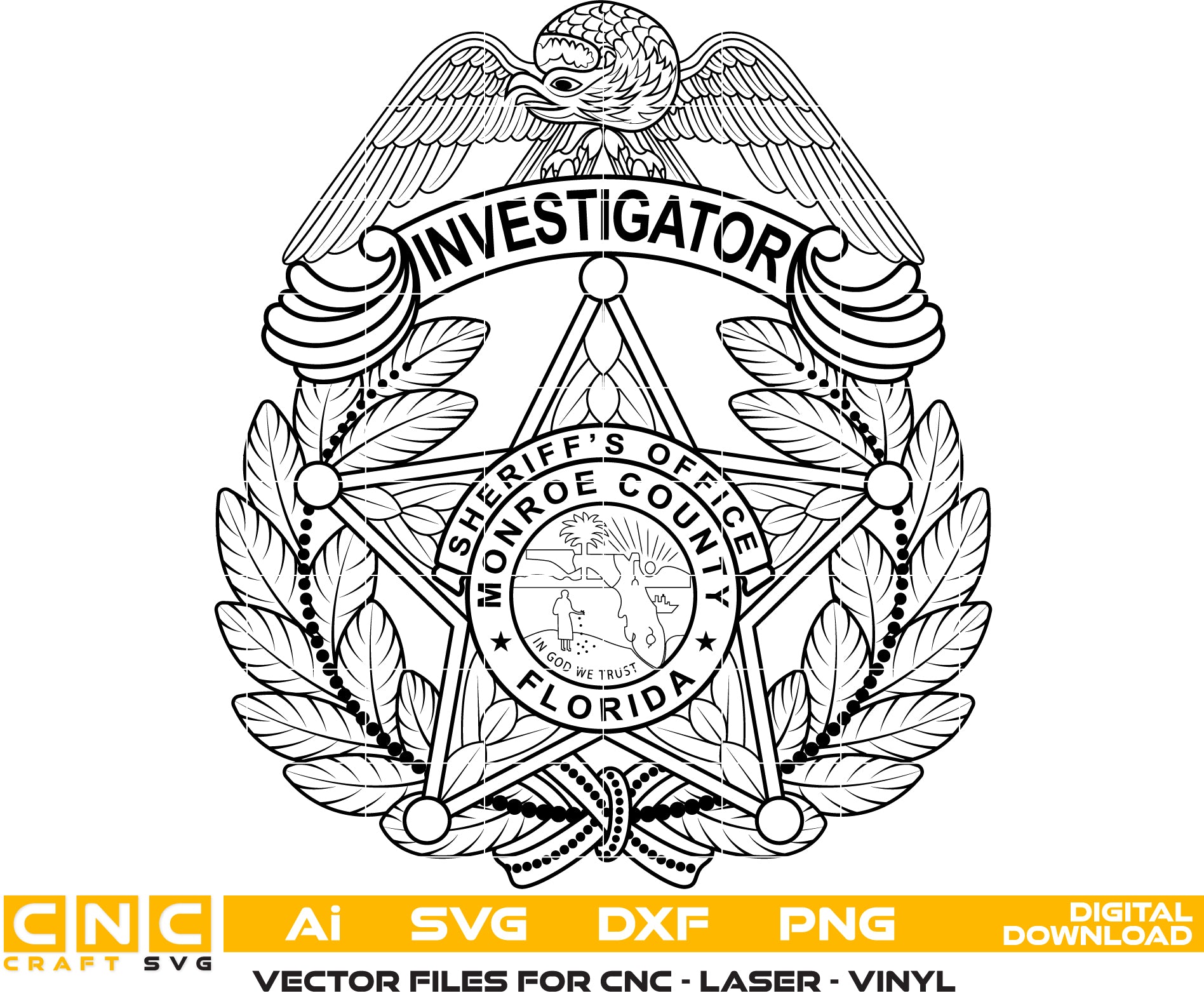 Monroe County Florida Sheriff Investigator Badge Vector art Digital file