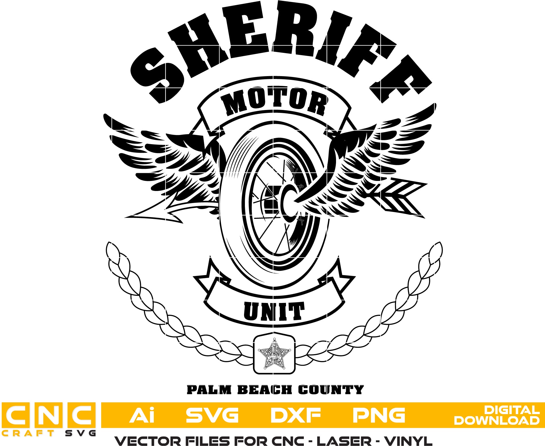 Palm Beach County Sheriff Motor Unit Badge SVG | Law Enforcement Emblem for CNC & Printing
