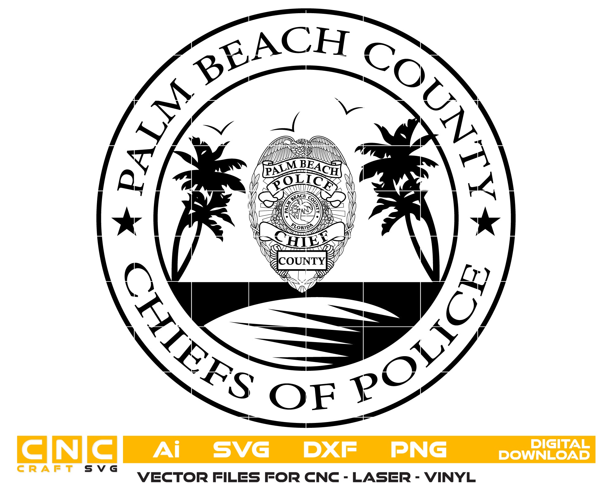 palm beach police chief badge svg, palm beach police badge vector design, palm beach florida police chief svg emblem, palm beach law enforcement badge svg, palm beach police svg file