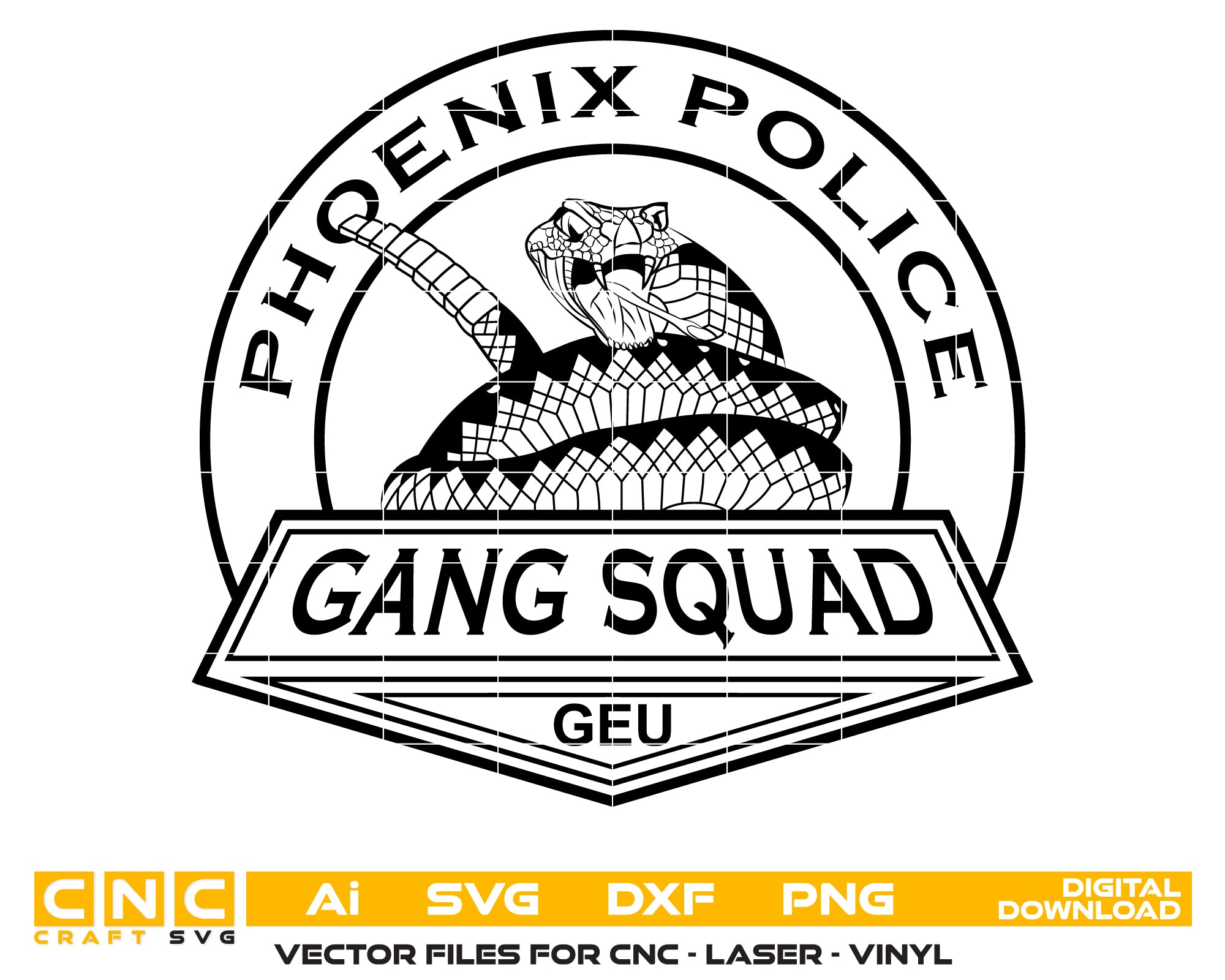 Phoenix Police Gang Squad Logo SVG, Phoenix Police Logo Vector, Gang Squad Emblem SVG, Arizona Police Badge SVG, Law Enforcement Logo Digital File