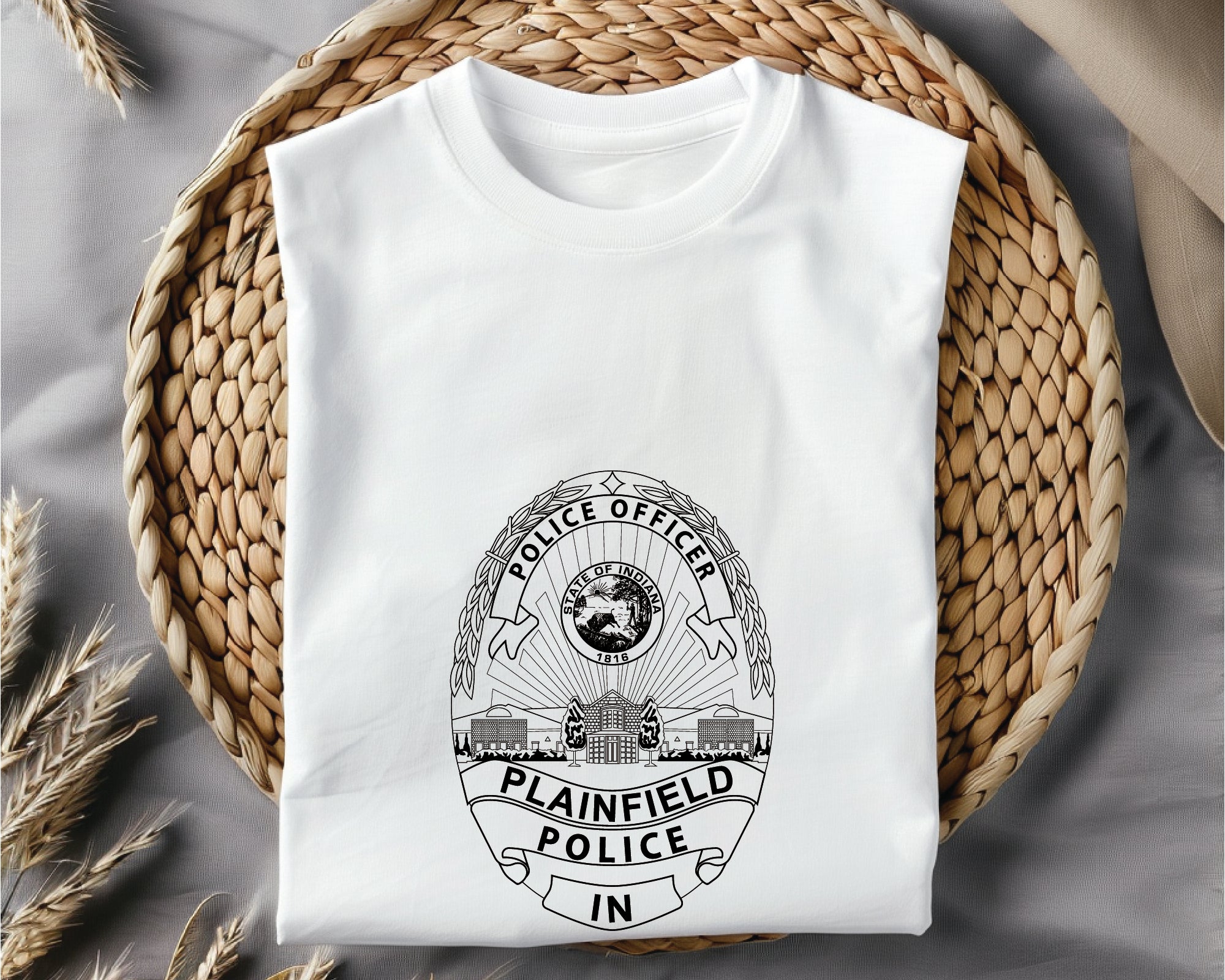 Plainfield Police Officer Badge SVG, Police Badge Vector, Plainfield Law Enforcement Logo, Badge for Engraving, CNC, and Printing