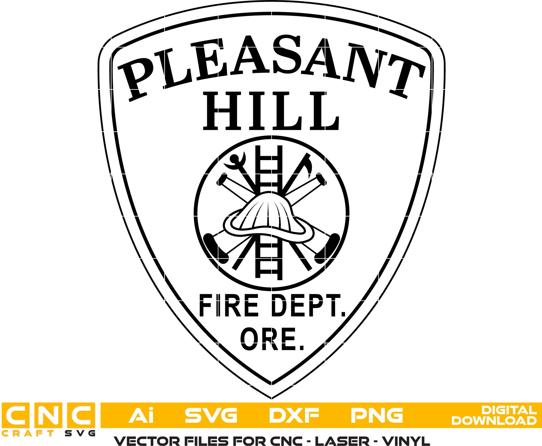 Pleasant Hill Fire Dept Badge Vector art Svg/ Dxf/ Jpg/ Png/ and Ai files For laser engraving/ woodworking/ acrylic painting and all printing machines.
