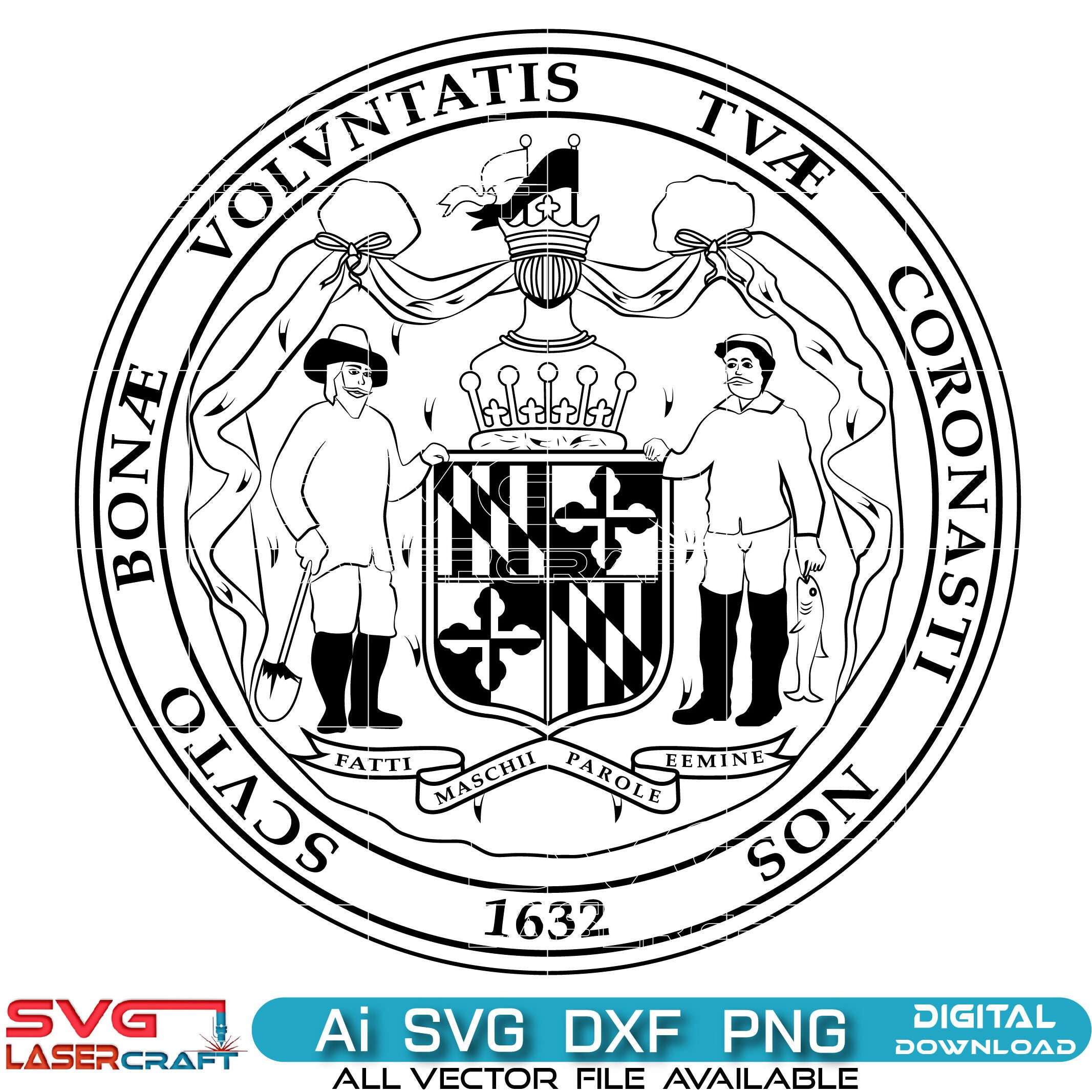 The seal of Maryland Seal svg vector Art
