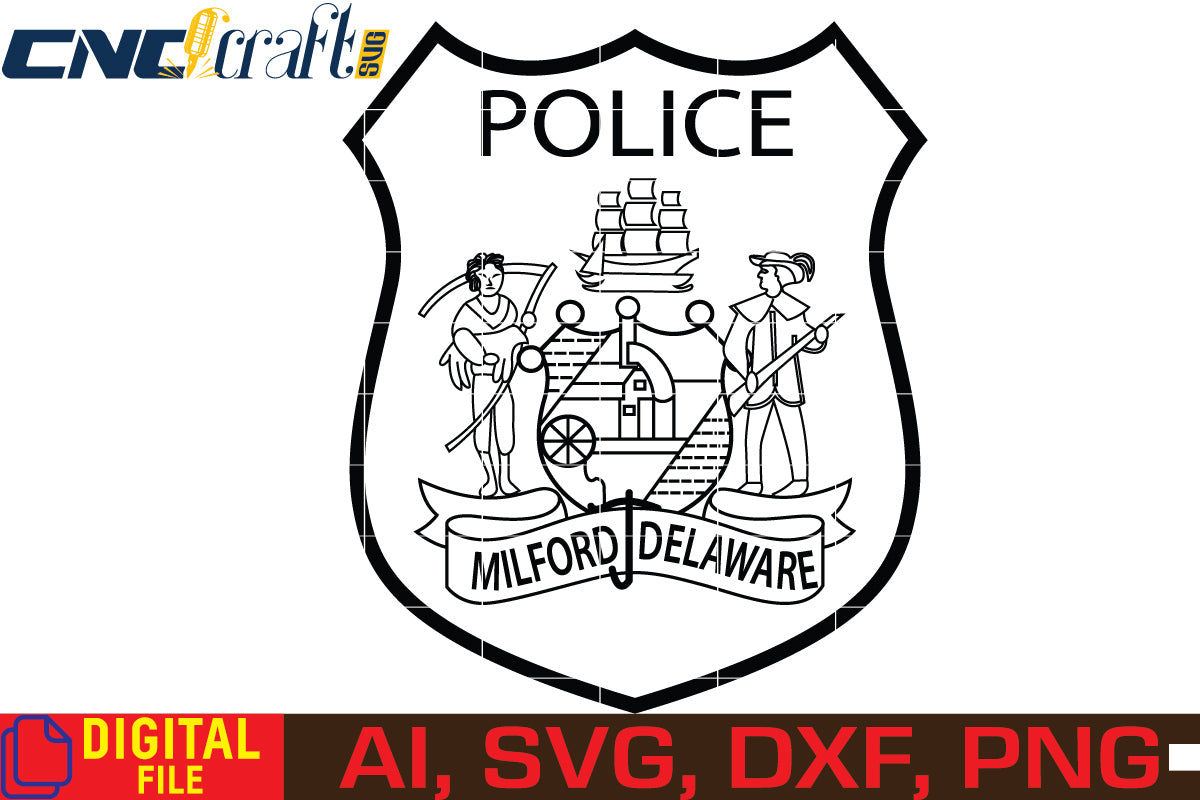Milford Delaware Police Badge  vector file