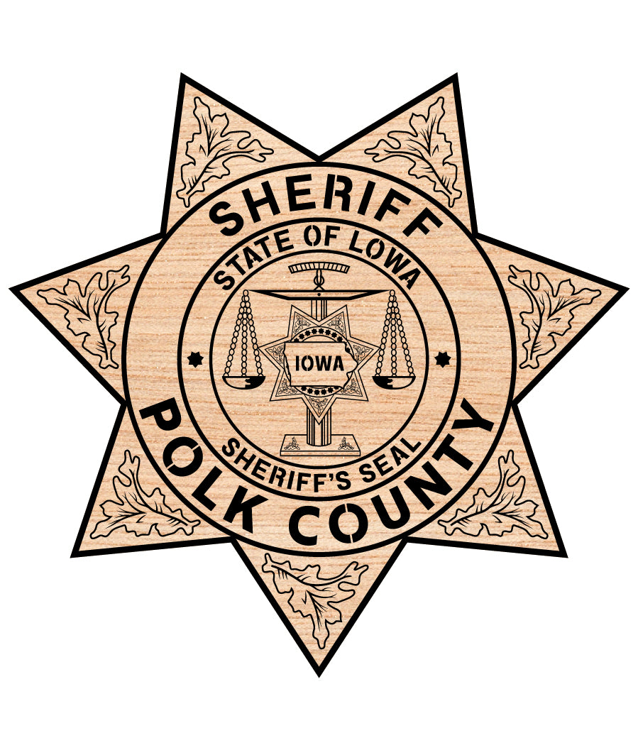 Polk County Sheriff’s Office Badge SVG, Iowa Sheriff Badge Vector, Polk County IA Sheriff Emblem, Sheriff Star Shield SVG, Law Enforcement Badge Vector File