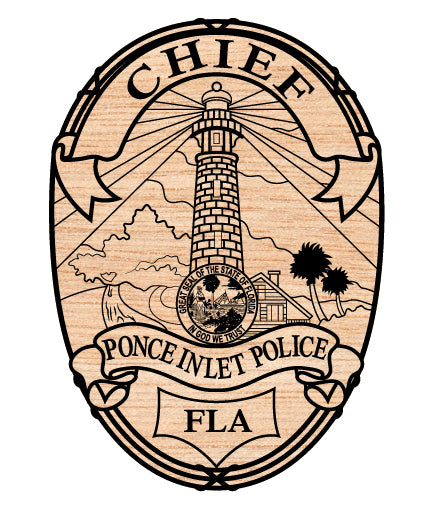 Ponce Inlet Police Chief Badge SVG, Ponce Inlet Florida Police Badge Vector, Ponce Inlet FL Police SVG Emblem, Florida Law Enforcement Chief Badge SVG, #support
