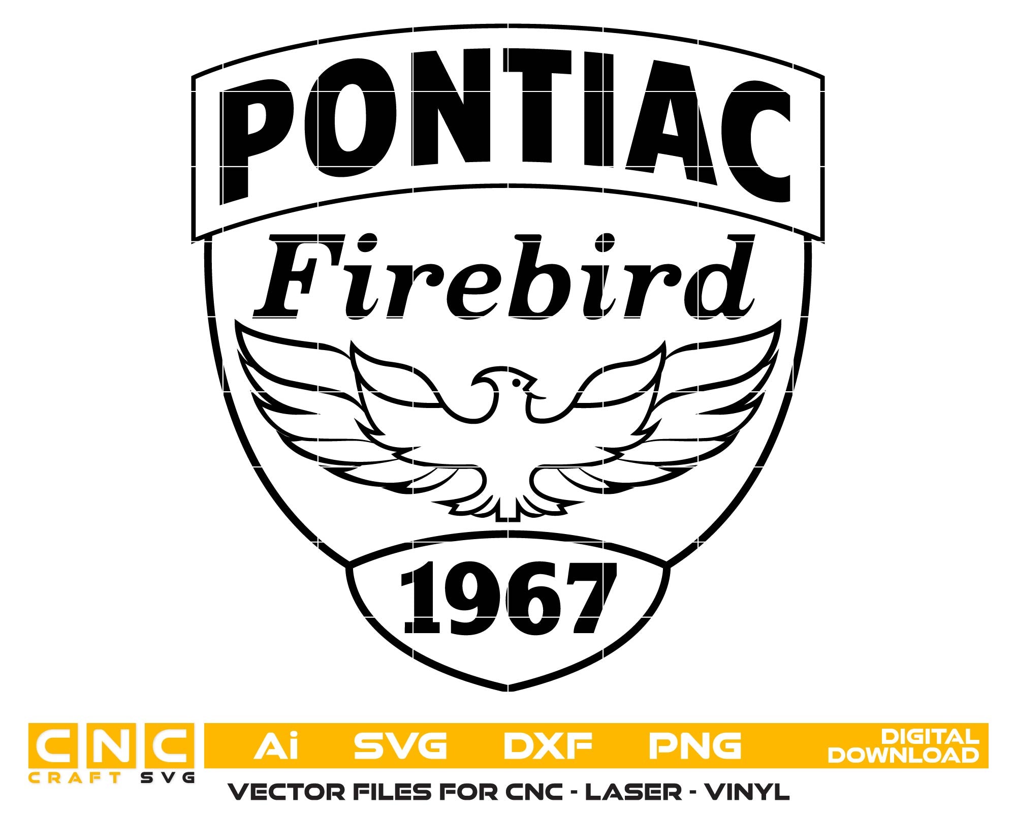 Pontiac Firebird Logo SVG, Firebird Emblem Vector, Pontiac Car Logo SVG, Classic Muscle Car Logo, Automotive Emblem Vector, Engraving Car Logo