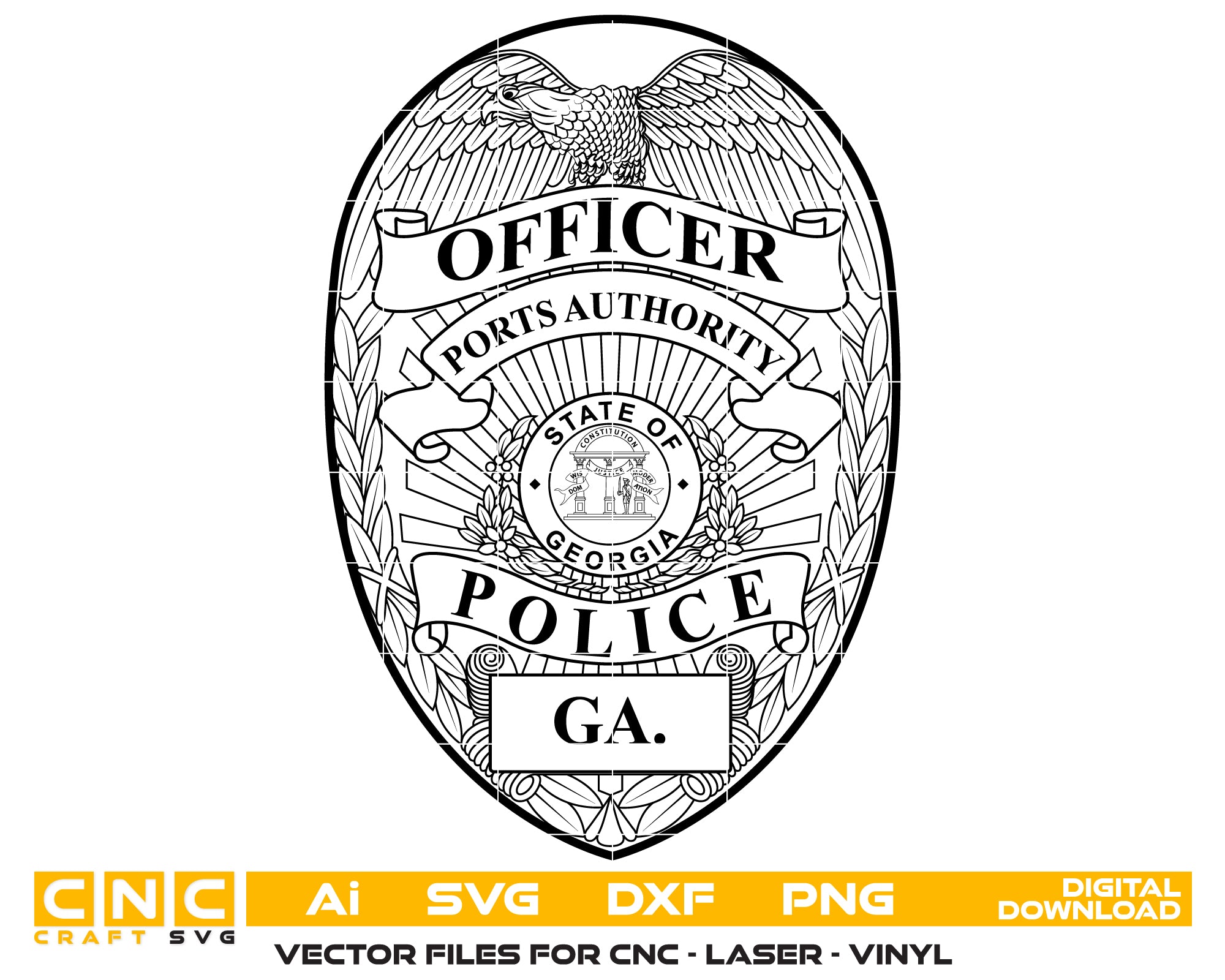 ports authority police officer badge svg, georgia police badge vector design, ports authority law enforcement badge svg, georgia ports police svg emblem, police officer badge svg georgia