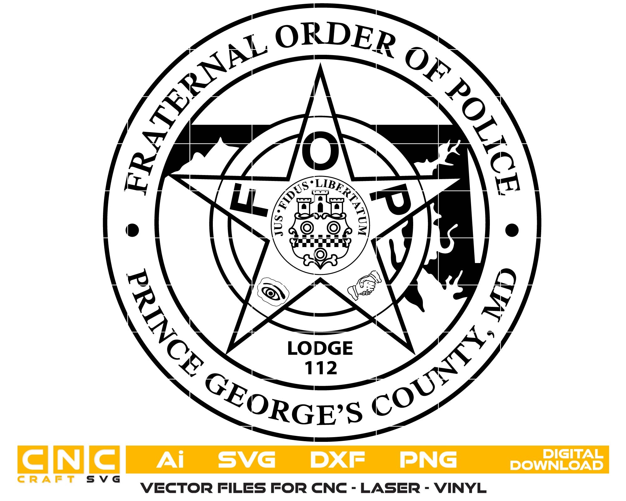 Prince George`s County Fraternal Order of Police Badge, Prince George`s County Police Badge, Fraternal Order of Police Badge, Police BadgeSvg