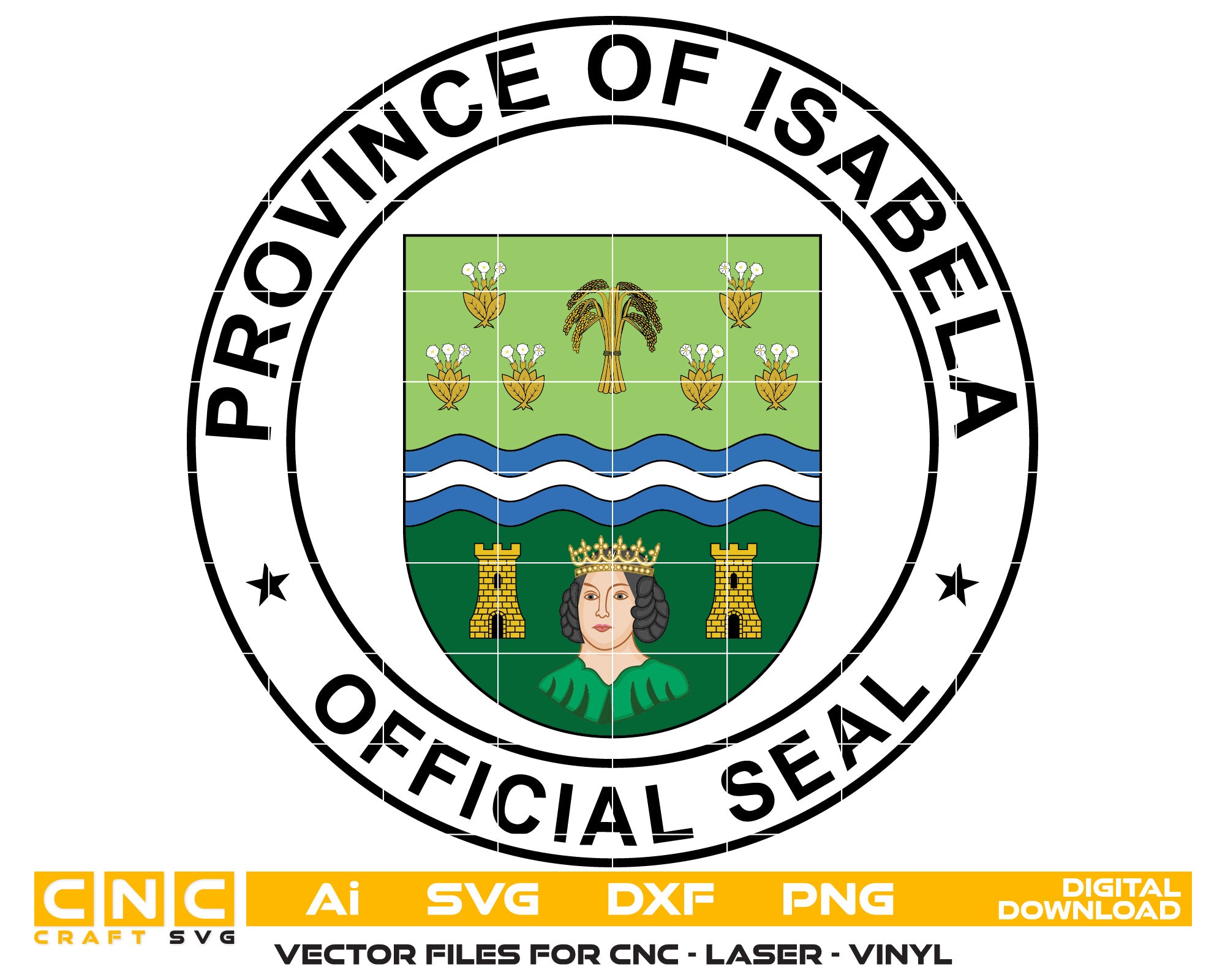 Province of Isabela Official Seal Colour Vector Art, Ai,SVG, DXF, PNG, Digital Files