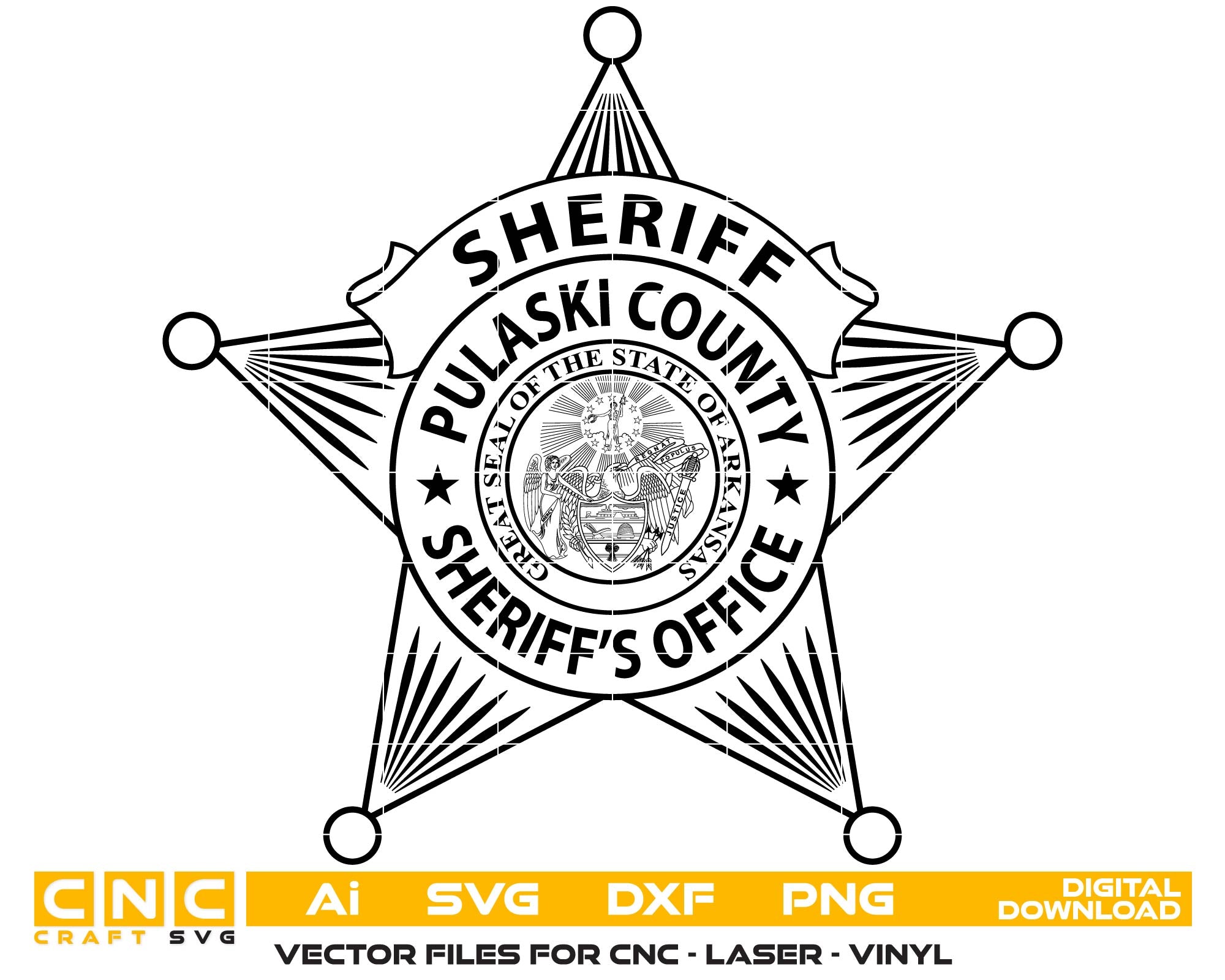 Pulaski County Sheriff’s Office Badge SVG, Pulaski County Sheriff Badge Vector, Arkansas Sheriff Emblem SVG, Pulaski County Law Enforcement Badge SVG, Sheriff’s Office Badge Arkansas