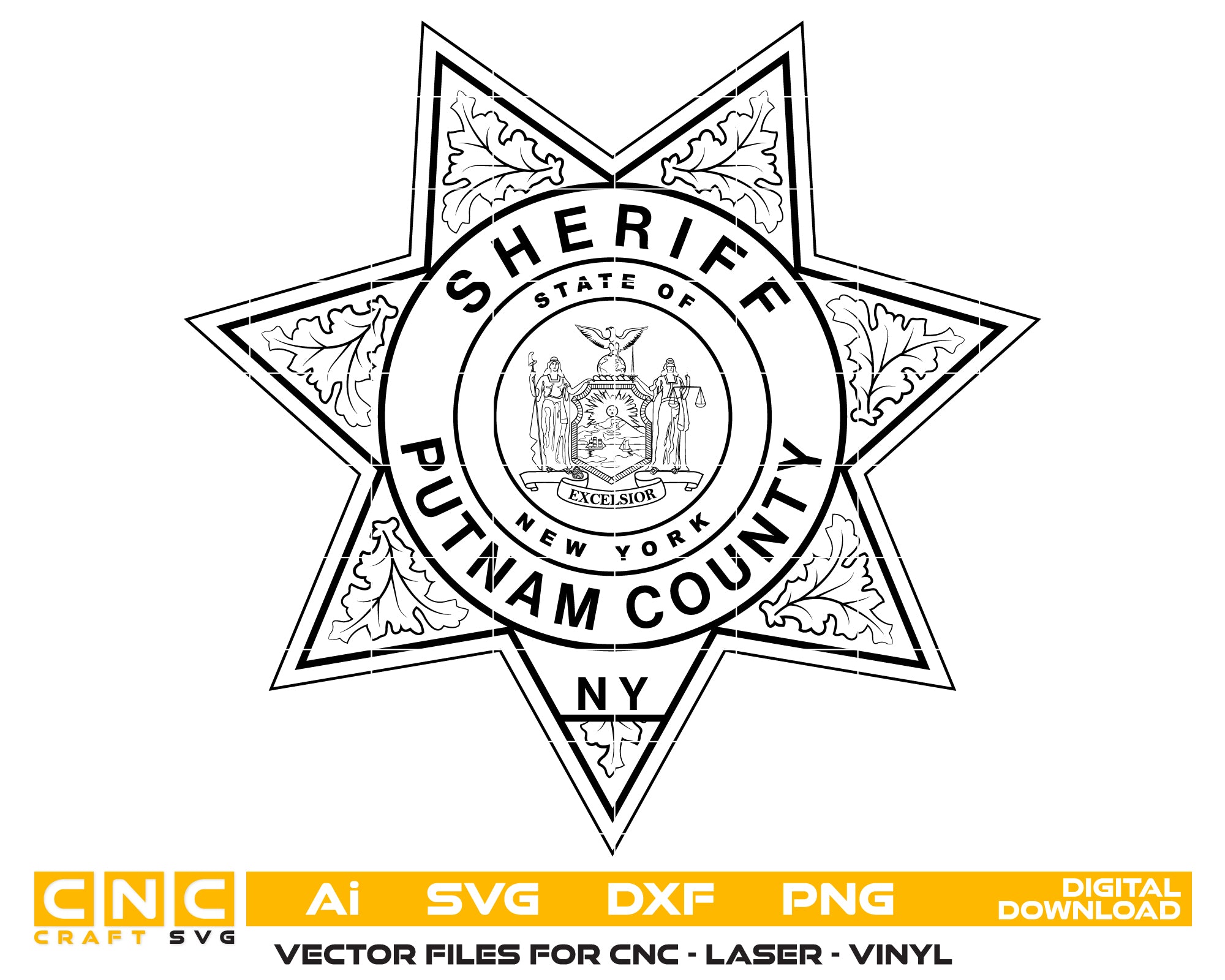 Putnam County Sheriff Badge SVG, New York Sheriff Badge Vector, Putnam County Law Enforcement Badge, Sheriff’s Office Badge SVG, Police Badge Vector