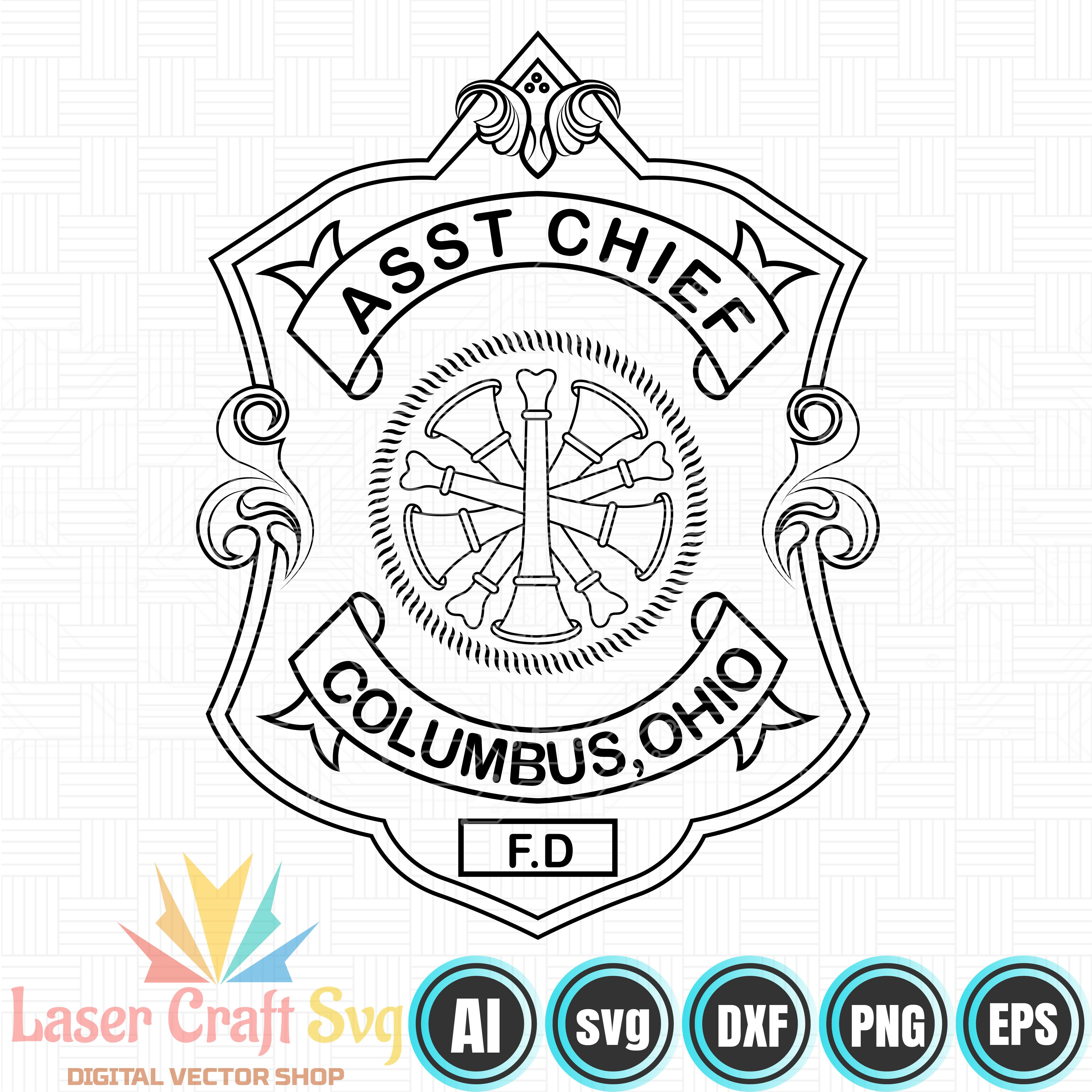 Columbus Asst Chief Fire Department Badge-01