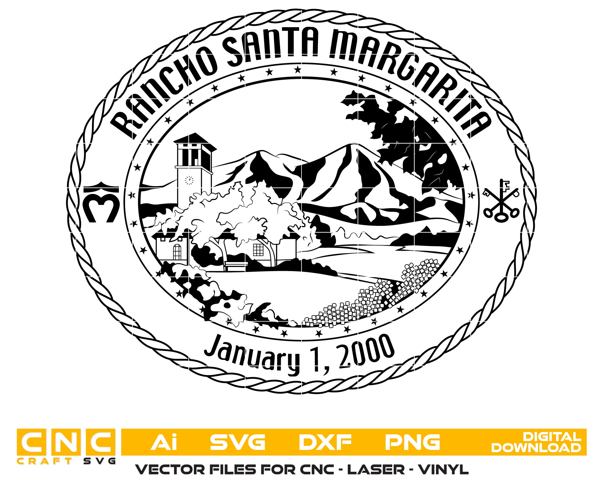 Rancho Santa Margarita Seal SVG, Rancho Santa Margarita City Logo Vector, California City Seal SVG, Rancho Santa Margarita Emblem Design, City Badge Vector File