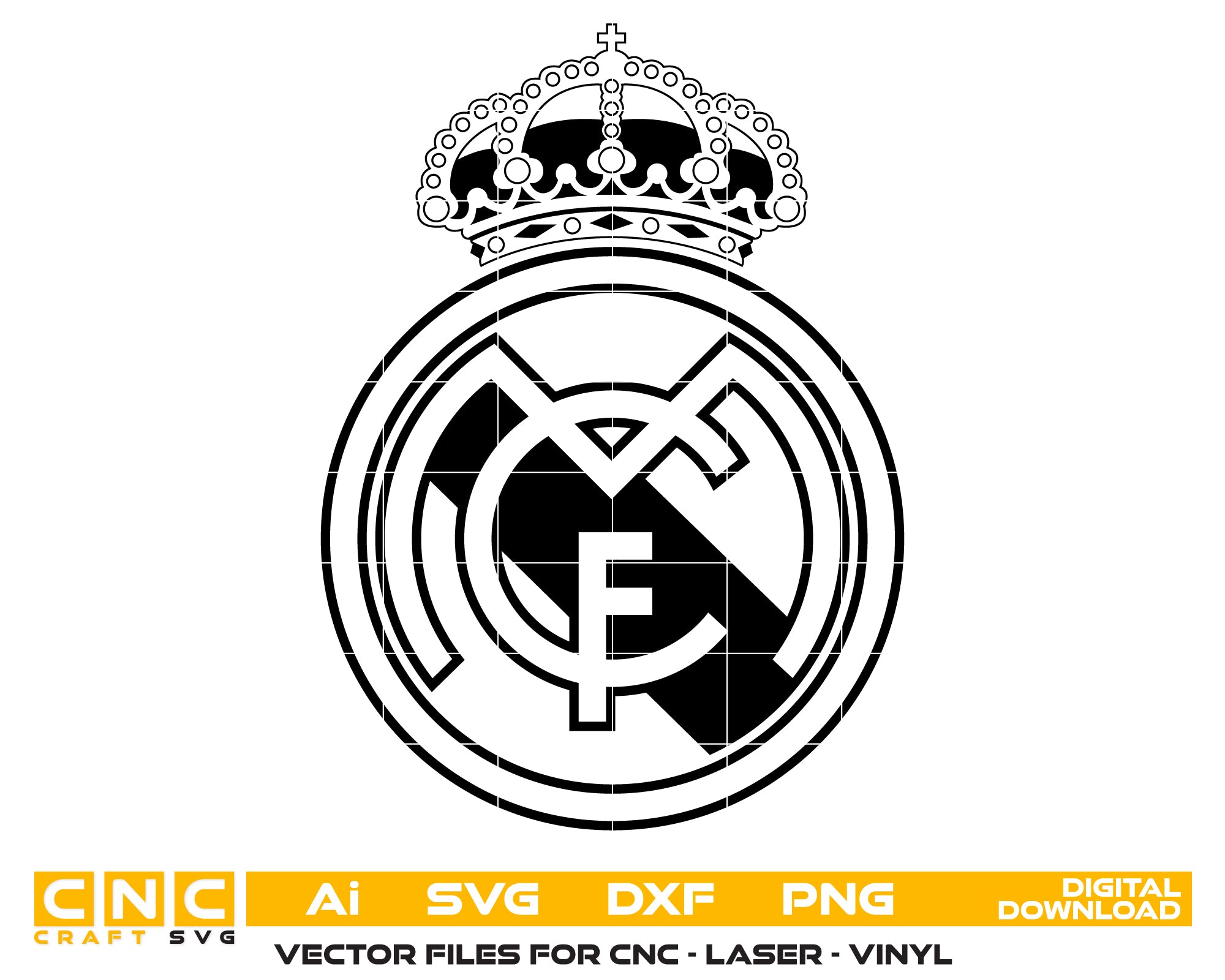 Real Madrid Logo SVG, Real Madrid Crest Vector, Real Madrid Symbol Design, Real Madrid Football Club SVG, Soccer Team Logo SVG