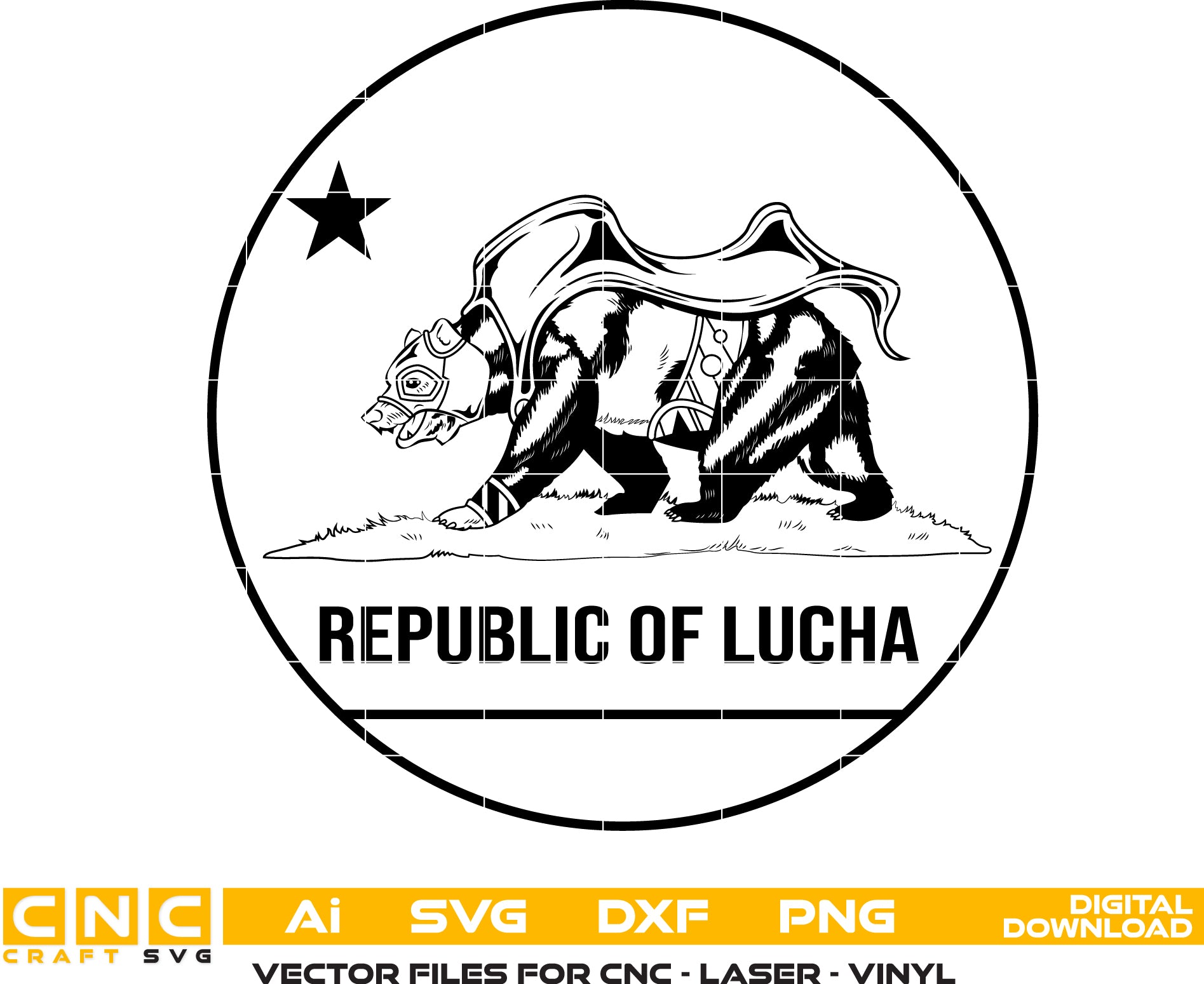 Republic of Lucha Seal SVG, Lucha Libre Wrestling Emblem, Mexican Wrestling Logo, Lucha Libre Vector, Wrestling Seal Vector