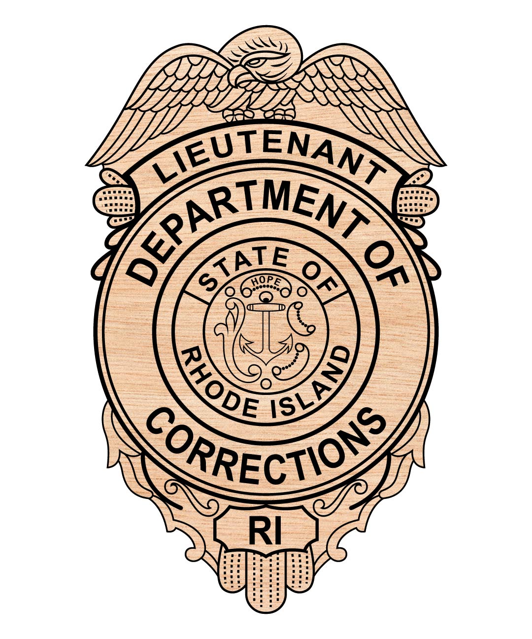 Rhode Island Corrections Officer Badge SVG, Rhode Island Corrections Badge Vector, Corrections Officer Badge SVG, Law Enforcement Corrections Emblem, Corrections Badge Vector, Badge Engraving File