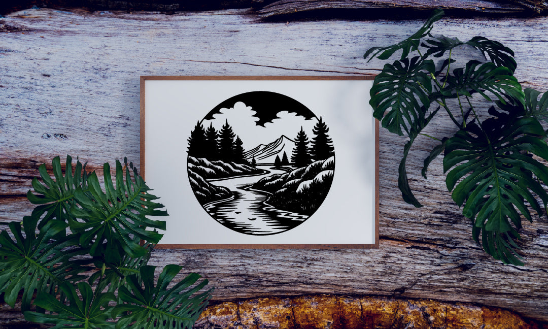 River silhouette vector Art