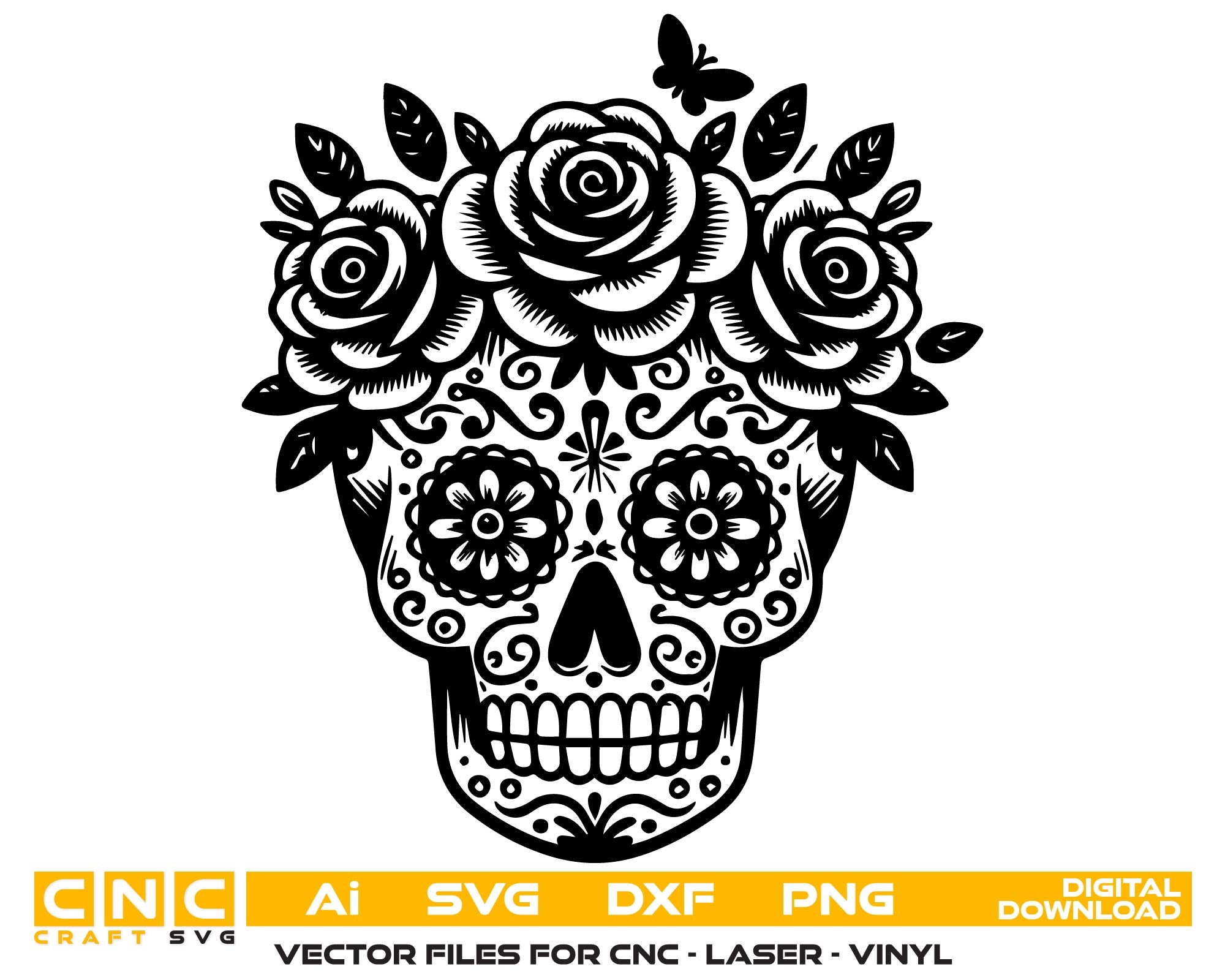 Rose Skull SVG | Floral Skull Vector File