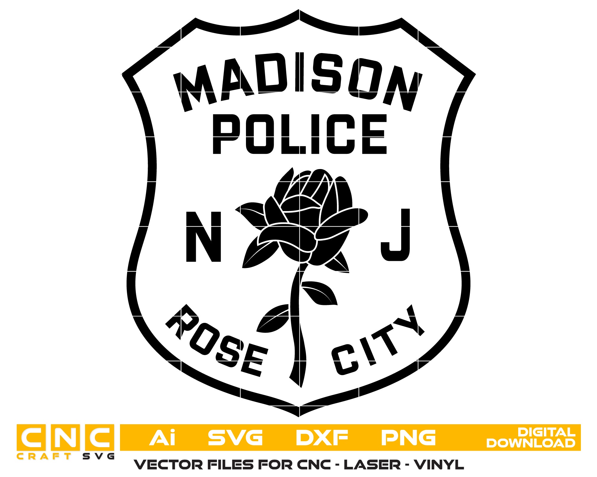 Rose City Madison Police Department Patch SVG, Police Patch Vector, Madison Police Department Patch, Law Enforcement Patch SVG, Police Department Patch Vector