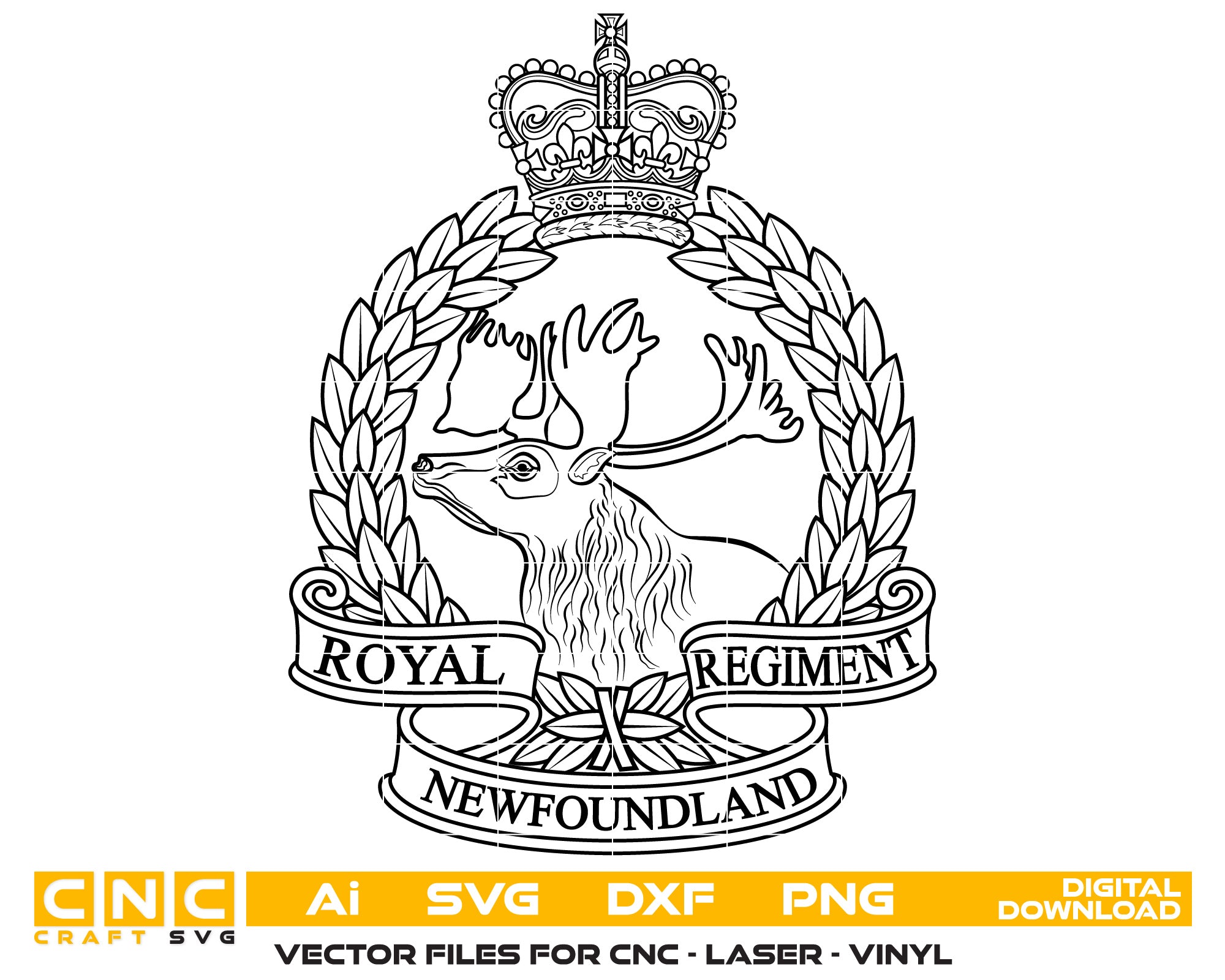 Royal Regiment Newfoundland Badge Vector Art, Ai,SVG, DXF, PNG, Digital Files