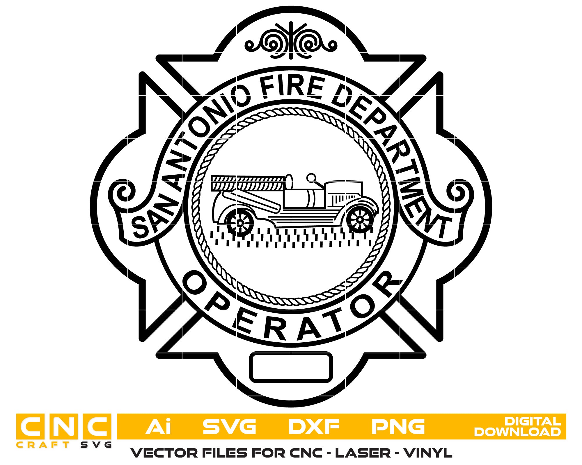 San Antonio Fire Department Vector Art, Ai,SVG, DXF, PNG, Digital Files