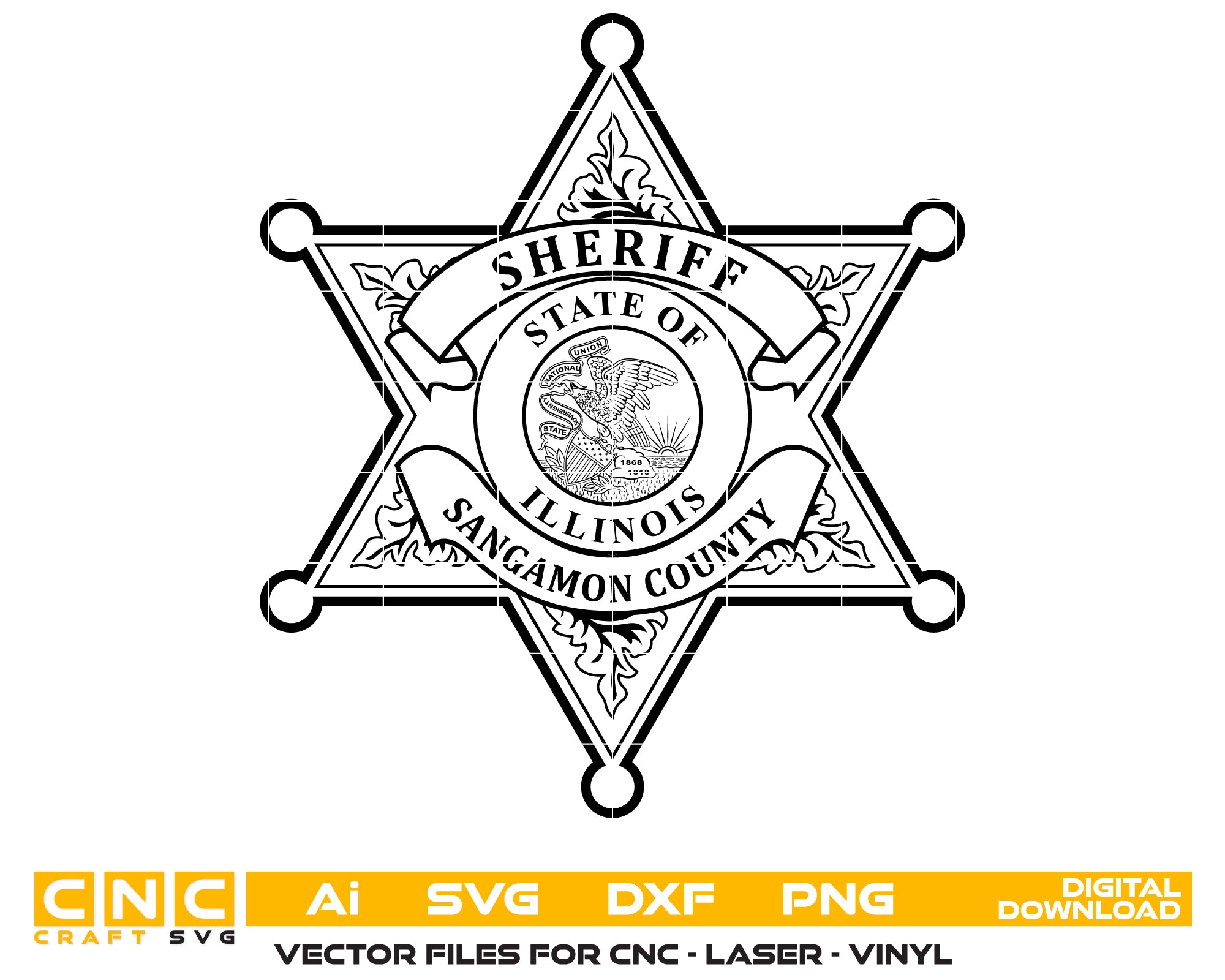 Sangamon County Sheriff Badge Vector Art – Digital Download