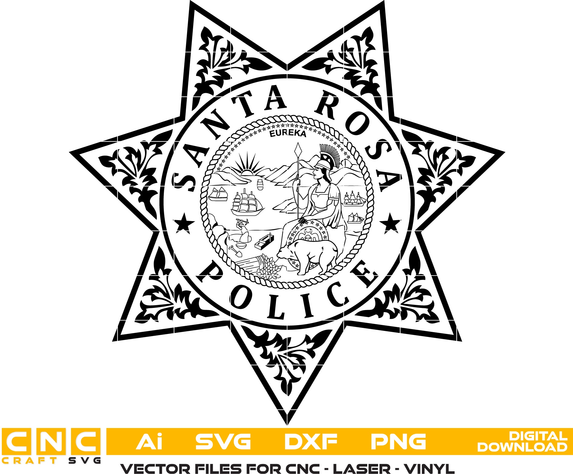 Santa Rosa Police Badge – California Law Enforcement Vector File