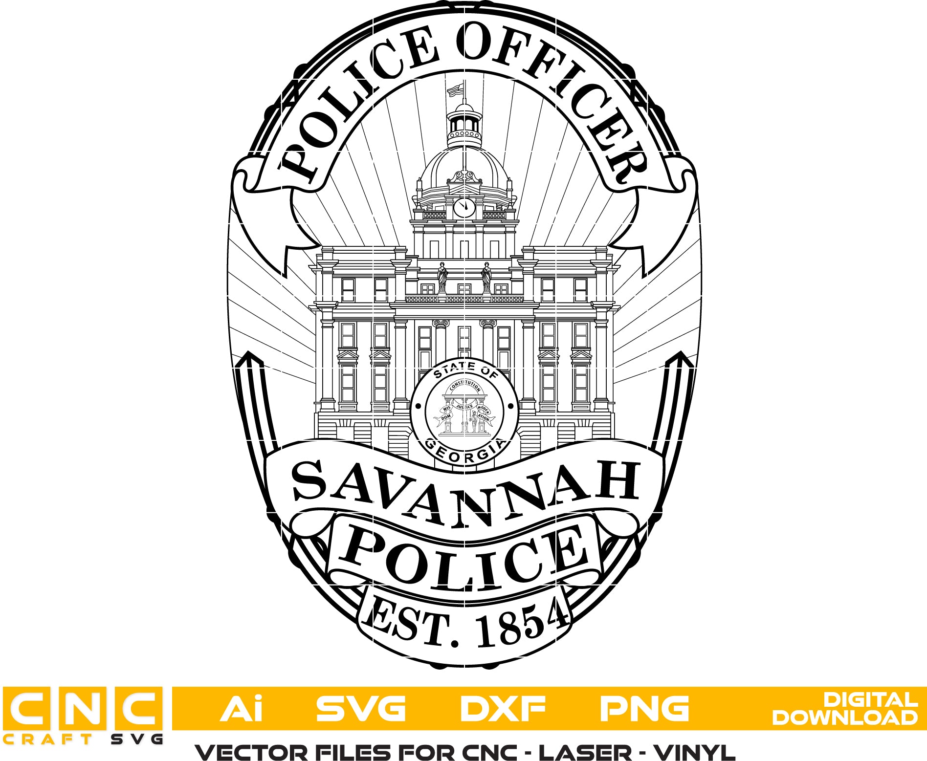 Savannah Police Officer Badge Vector Art – Digital Download