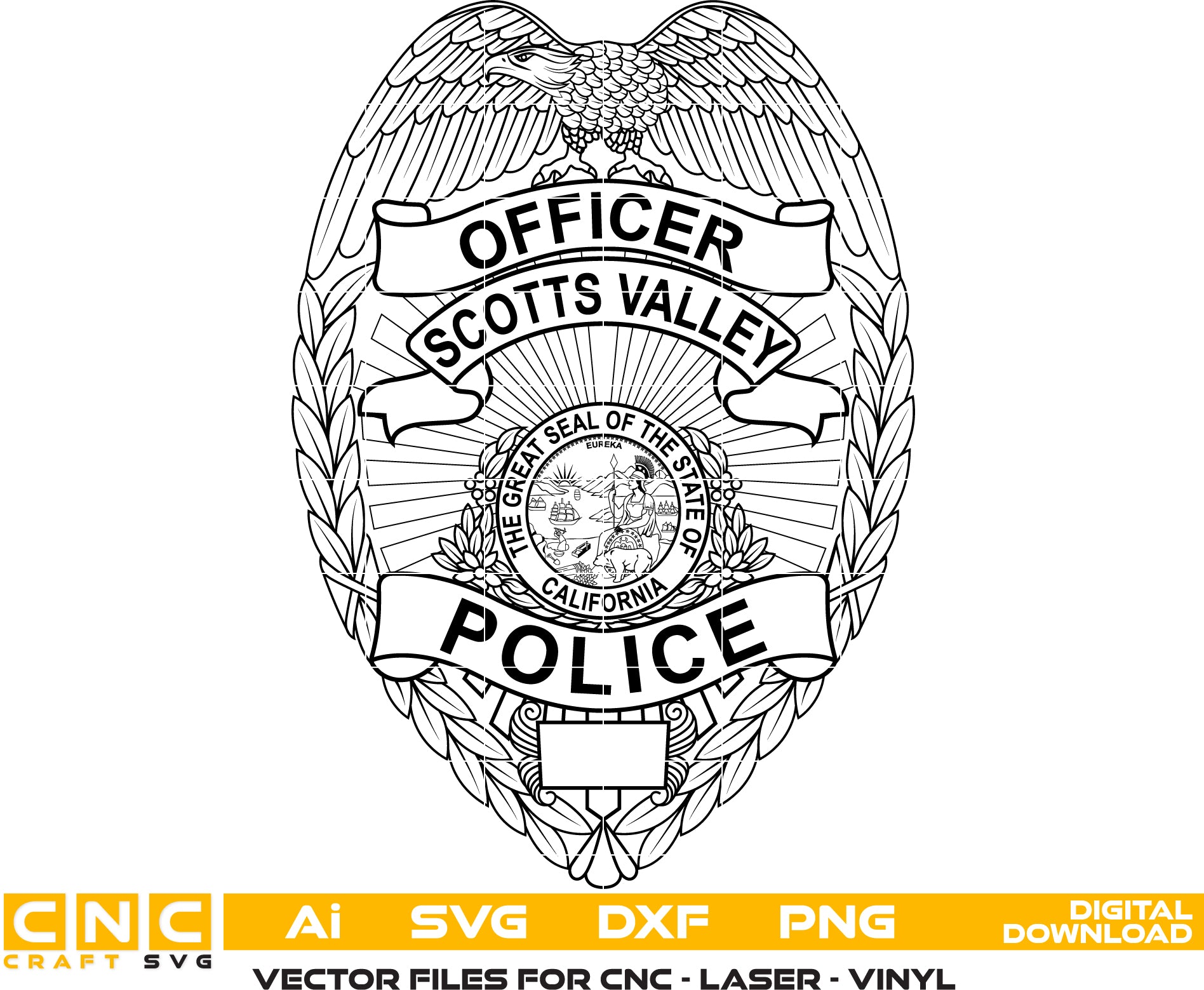 Scotts Valley Police Badge – California Law Enforcement Vector File